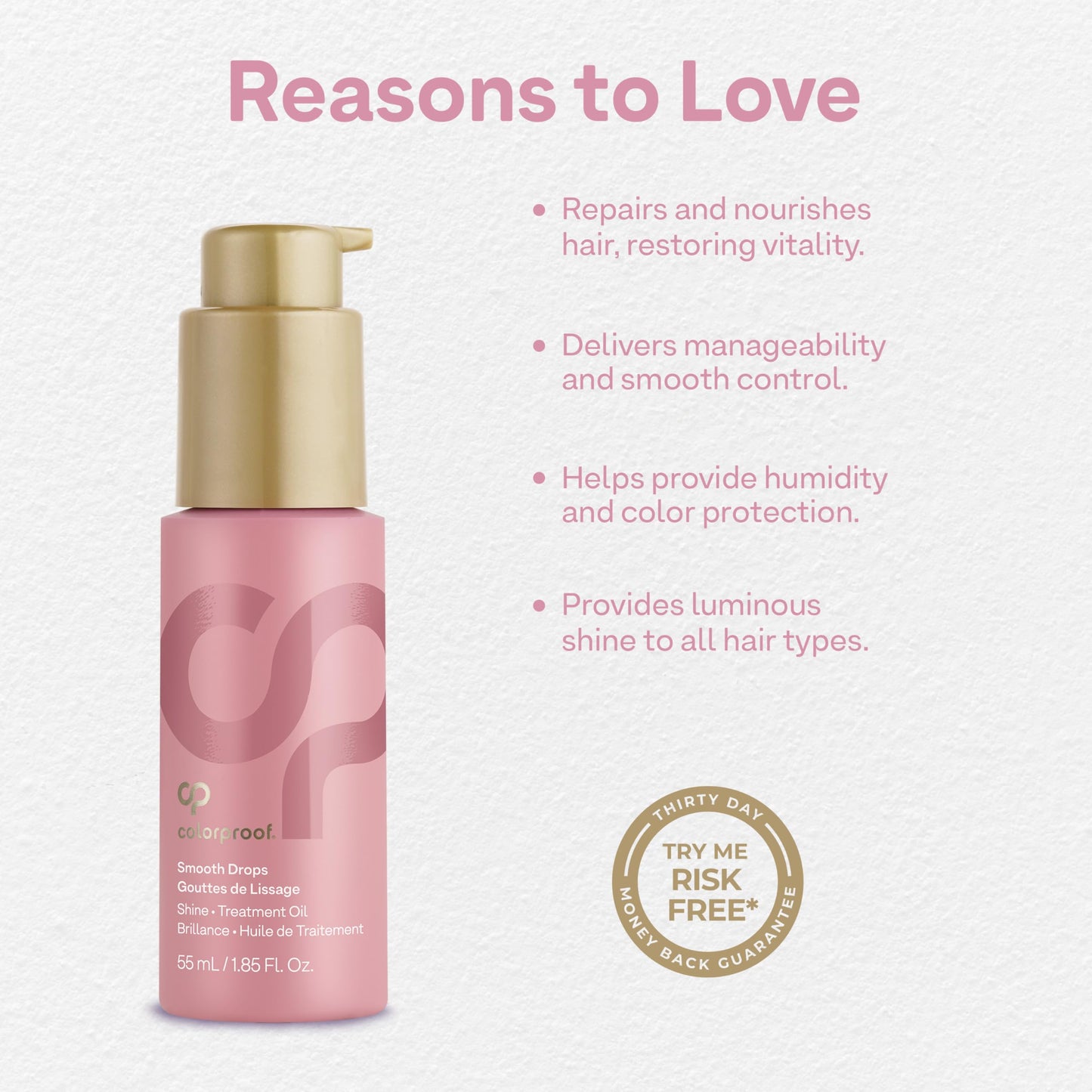 Lavender Colorproof Smooth Drops 1.86 Fl. Oz. Clear, Non-Greasy Anti-Frizz Hair Drops with a Frizz Elimination and Humidity-Resistant Formula, and Color Protection, White Tea Scent