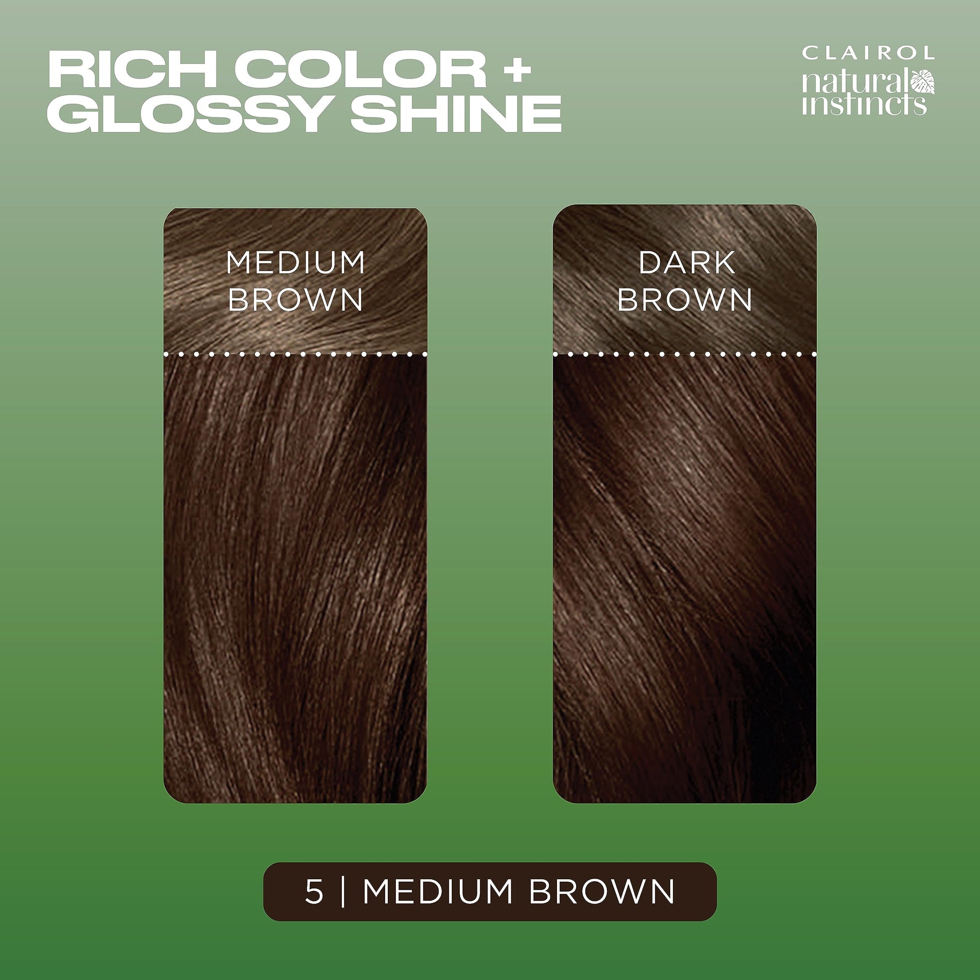Dark Olive Green Clairol Natural Instincts Demi-Permanent Hair Dye, 5 Medium Brown Hair Color, Pack of 3