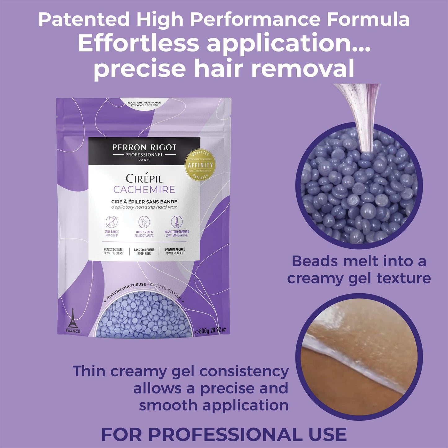 Dark Gray Cirepil - Cachemire - 800g / 28.22 oz Hard Wax Beads Bag - Ultra-Comfort Rosin-Free Wax for Sensitive Skin - Creamy, Stripless Hair Removal for Face & Intimate Areas - Low Temp Refill Bag Refill Bag