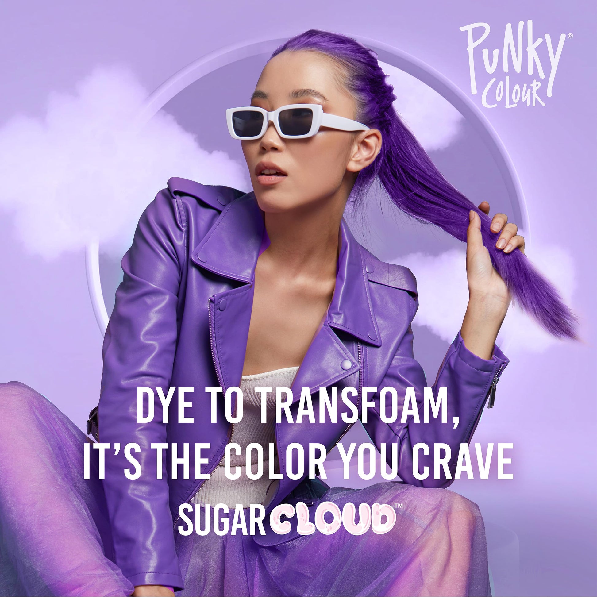 Lavender Punky Sugar Cloud Semi-Permanent Foam Hair Color, Poprock - Vibrant Hair Dye for Long-Lasting Color, Easy Application Foam Hair Dye, 6 fl oz.