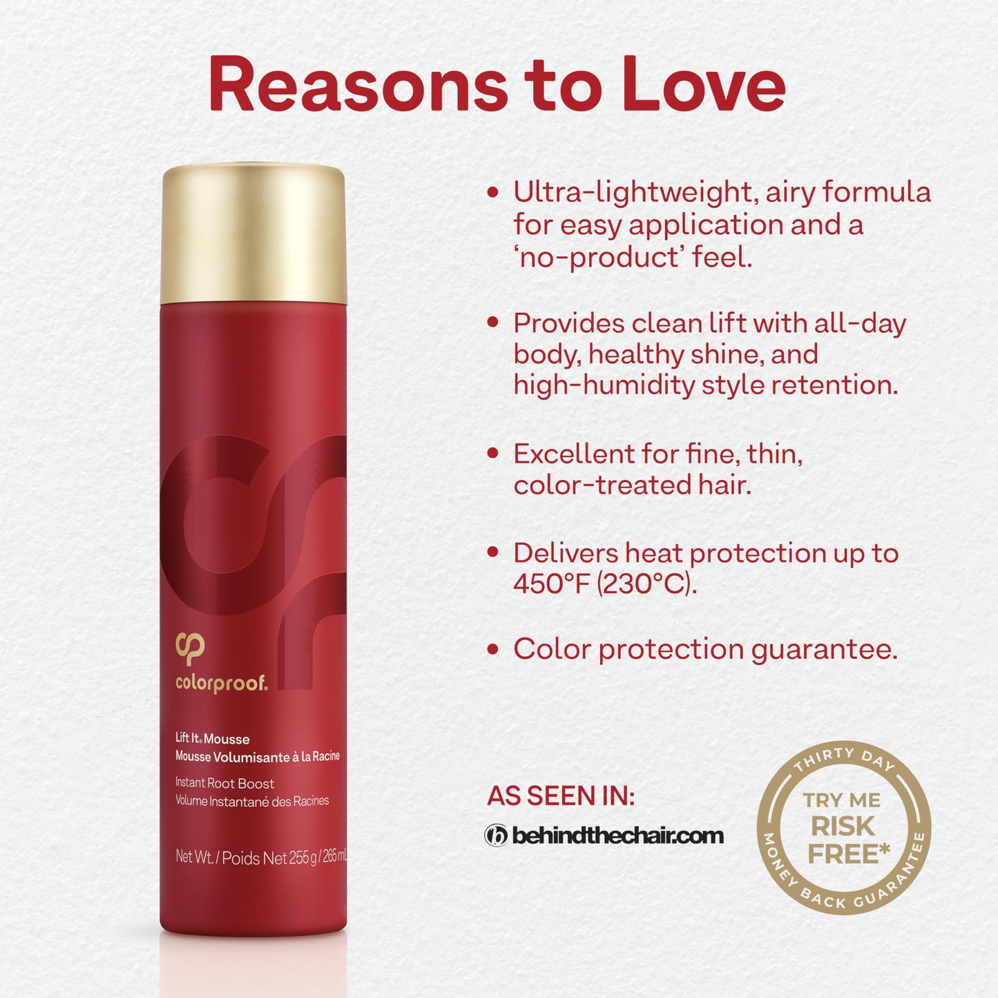 Misty Rose Colorproof Volume Lift It Hair Mousse 9 Fl. Oz. Volumizing Mousse, White Nectarine Scent