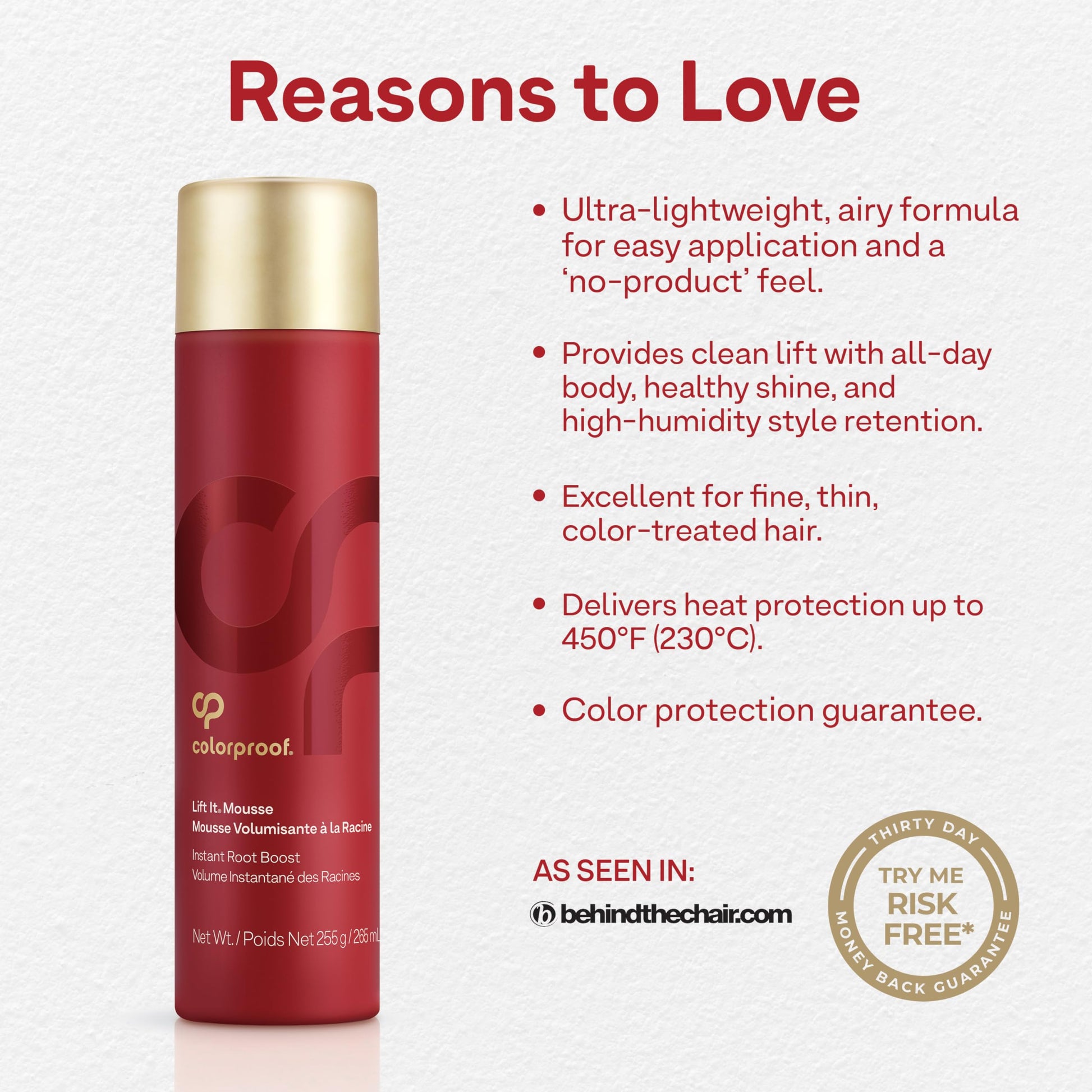 Misty Rose Colorproof Volume Lift It Hair Mousse 9 Fl. Oz. Volumizing Mousse, White Nectarine Scent