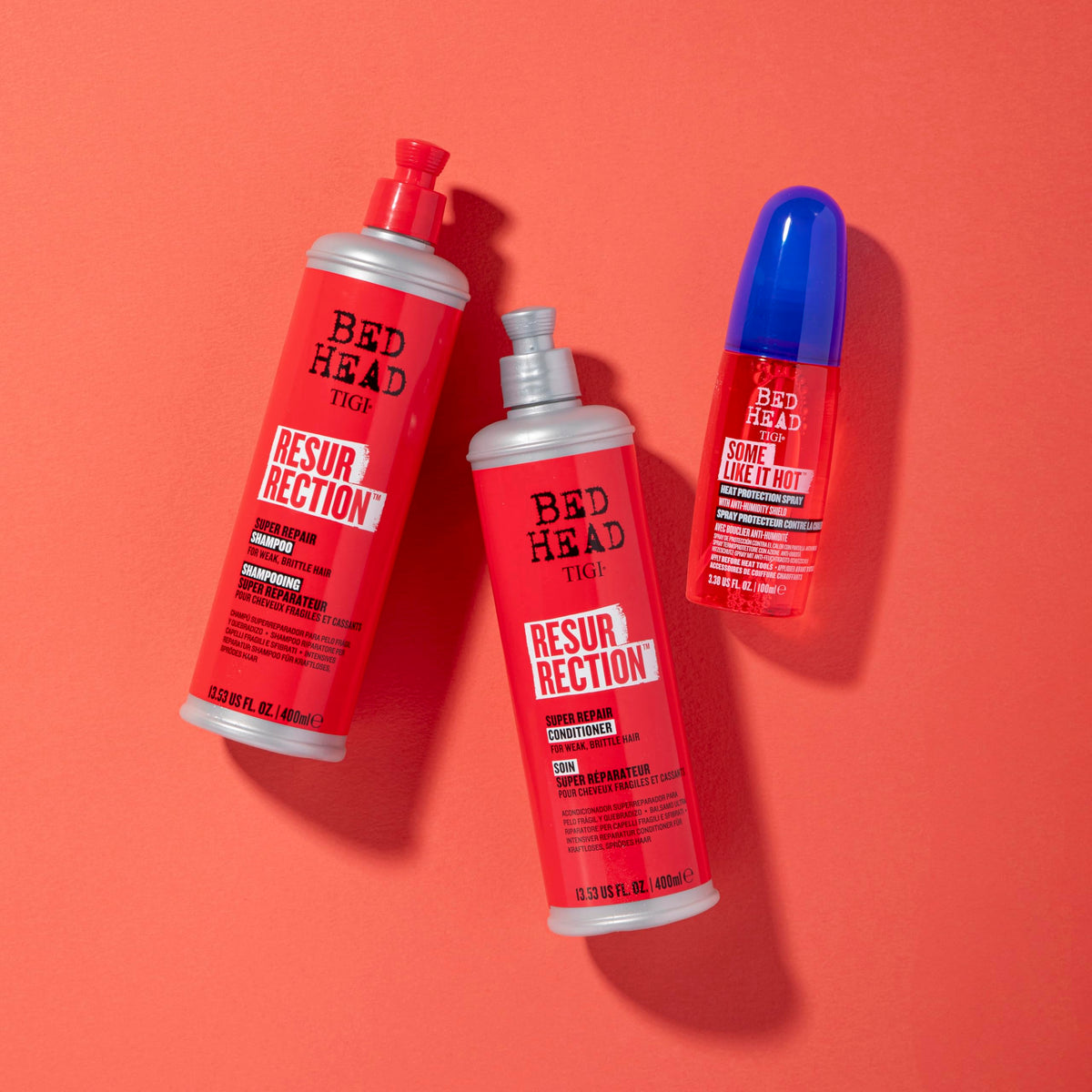 Tomato TIGI Bed Head Resurrection Hair Repair Shampoo and Conditioner Set for Dry and Damaged Hair, Maximum Strength with Resurrection Plant, 25.36 fl oz