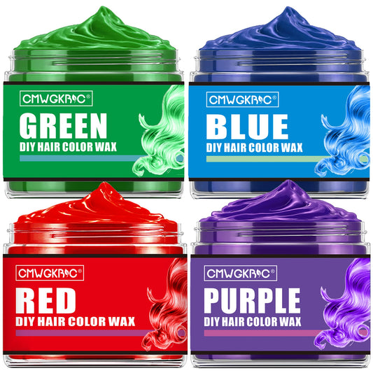 White Smoke 4 Colors Temporary Hair Color for Kids,Gifts for Teens,Girls,Boys,Gifts for Kids,Temporary Hair Dye,Hair Color Spray Green Red Blue Purple Hair Dye Hair Wax Color,Instant Color Wax Halloween Party