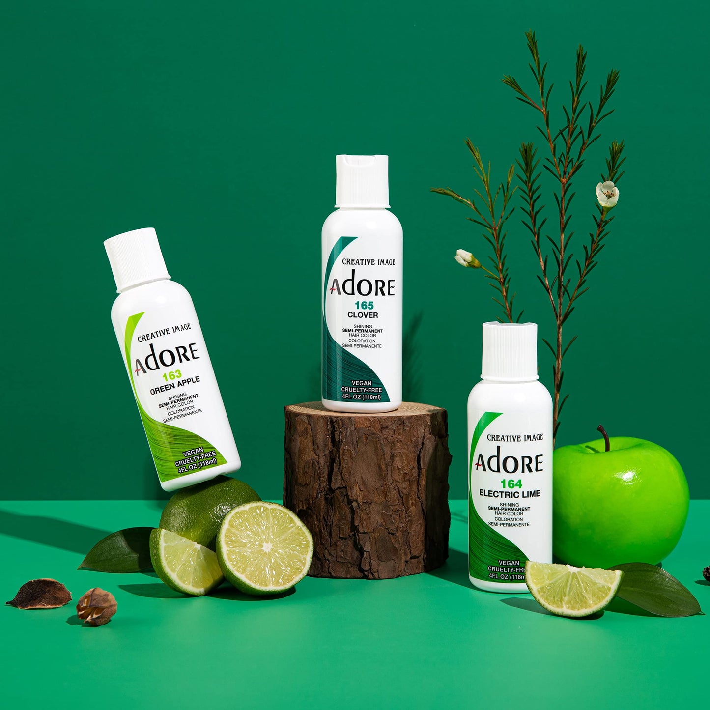 Dark Slate Gray Adore Semi Permanent Hair Color - Vegan and Cruelty-Free Hair Dye - 4 Fl Oz - 164 Electric Lime (Pack of 3)