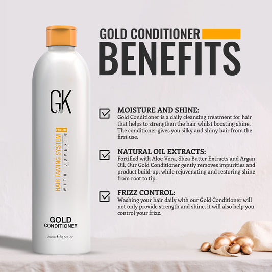 Lavender GK HAIR Global Keratin Gold Conditioner (8.5 Fl Oz/250ml) Hair Moisturizing Shine and Protection With Argan Oil, Shea Butter, Natural Oils All Hair Types