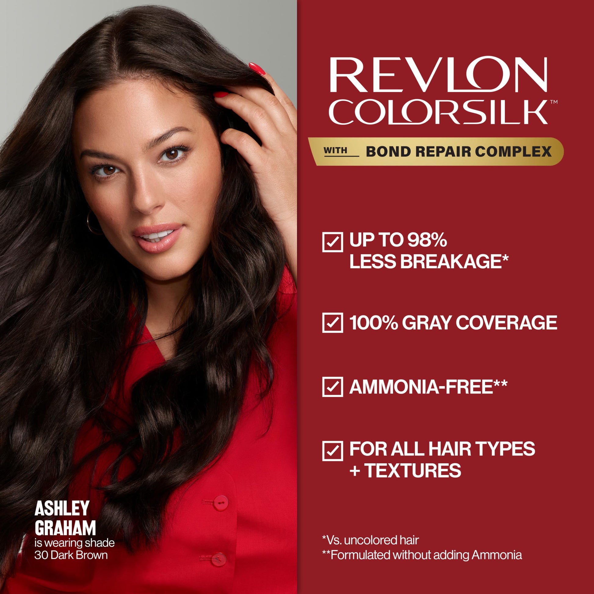 Brown Revlon ColorSilk with Bond Repair Complex, Red Permanent Hair Color, 100% Gray Coverage, Ammonia Free Hair Dye, Vegan Keratin, 55 Light Reddish Brown (Pack of 3)