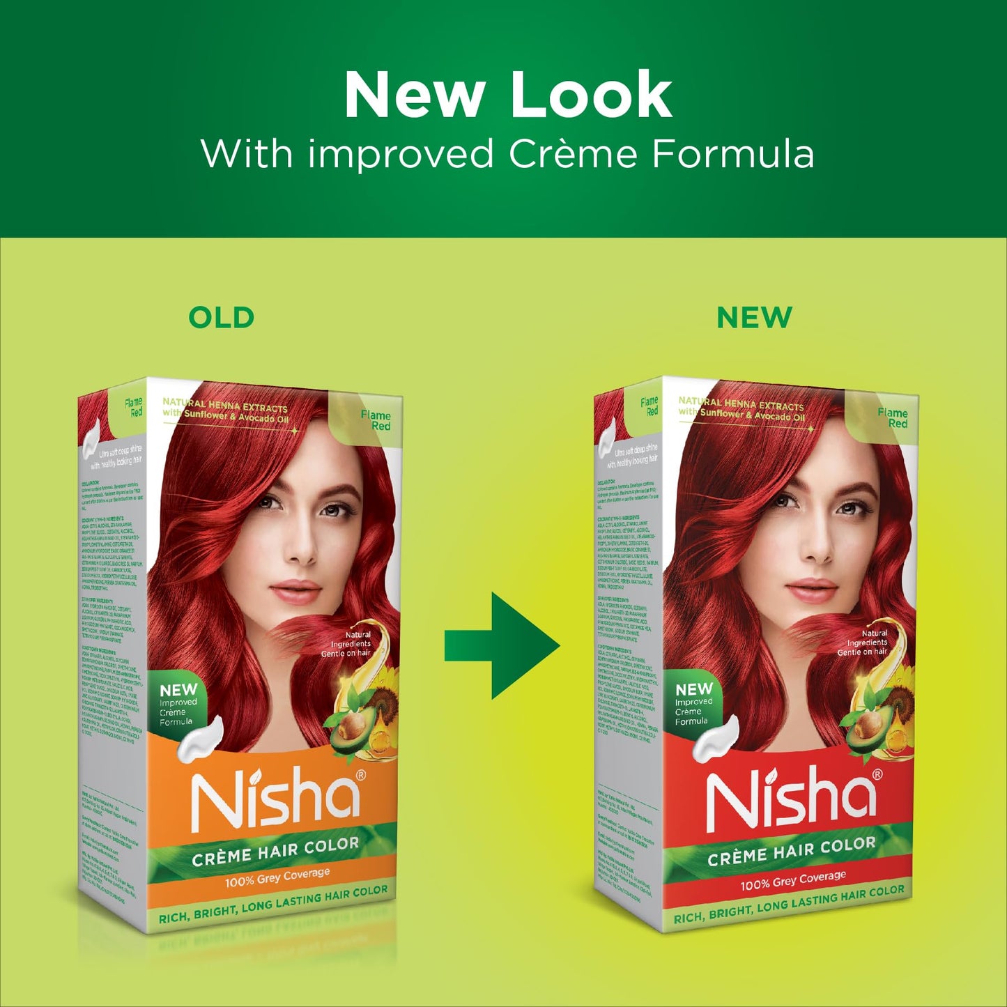 Dark Khaki Nisha cream hair color Fashion Highlights And Rich Bright Long-Lasting Colour Flame Red Pack of 2