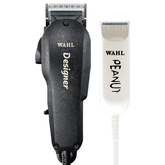 White Smoke Wahl Professional All Star Combo, Corded Designer Clipper & Peanut Trimmer Set, Adjustable Taper Lever, Complete Kit
