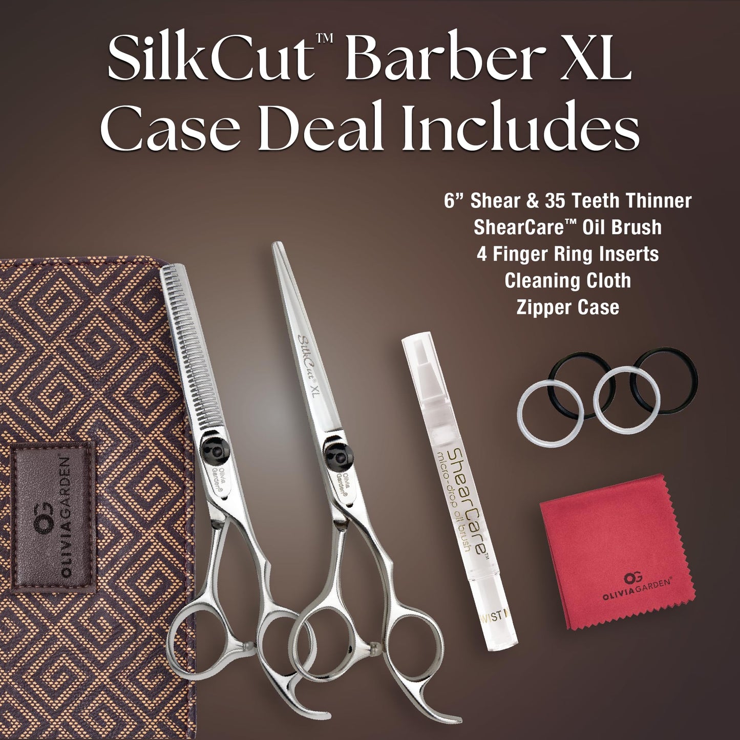 Dark Slate Gray Olivia Garden SilkCut Professional Hairdressing Barber Kit, XL, 6"