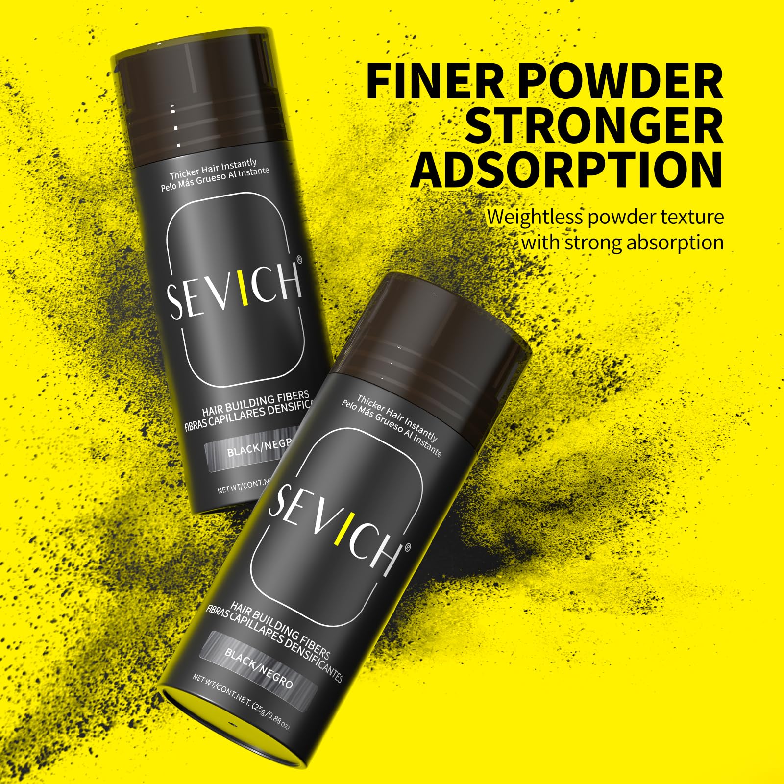 Gold SEVICH Hair Fibers with Spray Applicator - Natural-Looking Hair Thickening Fibers for Men & Women, Instant Fullness, Wind & Water Resistant, Easy Wash Out, 25g (Dark Brown)