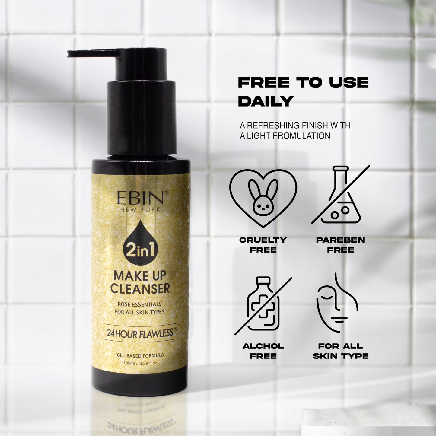 Lavender All About Clean 2-in-1 Makeup Removing Makeup Cleanser 3.38 oz | Gentle Face Cleanser, Toner & Eyes Makeup Remover | Rose essentials for All skin types | 24 hour flawless | Gel based formula