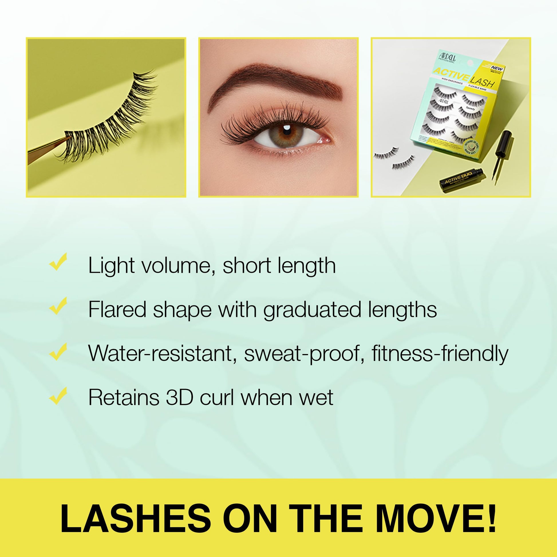 Light Gray Ardell Active Lash - Speedy, False Eyelashes, Water-Resistant, Lightweight, Strip Lashes, 4 Pairs, 1-Pack