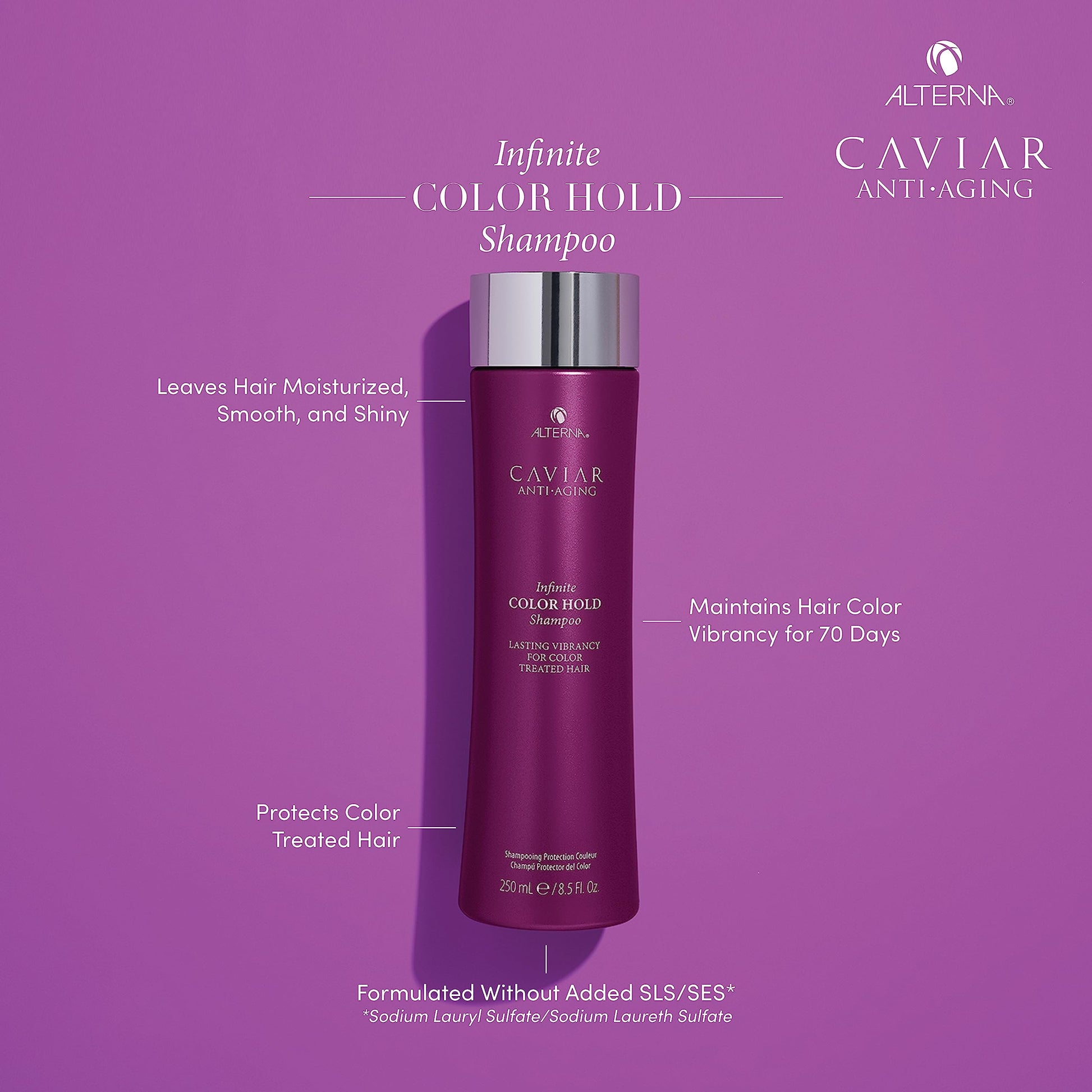 Medium Orchid Alterna CAVIAR Anti-Aging Infinite Color Hold Shampoo 33.8 Fl Oz | For Color Treated Hair | Minimizes Color Fade | Sulfate Free