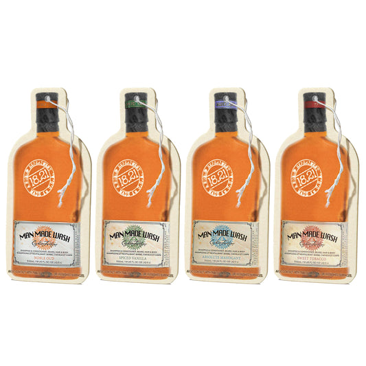 White Smoke 18.21 Man Made Premium Hanging Air Freshener Luxurious Original Four-Scent Variety-Pack, Long Lasting Fragrance for Car, Gym Bag, Travel Luggage or Closet.