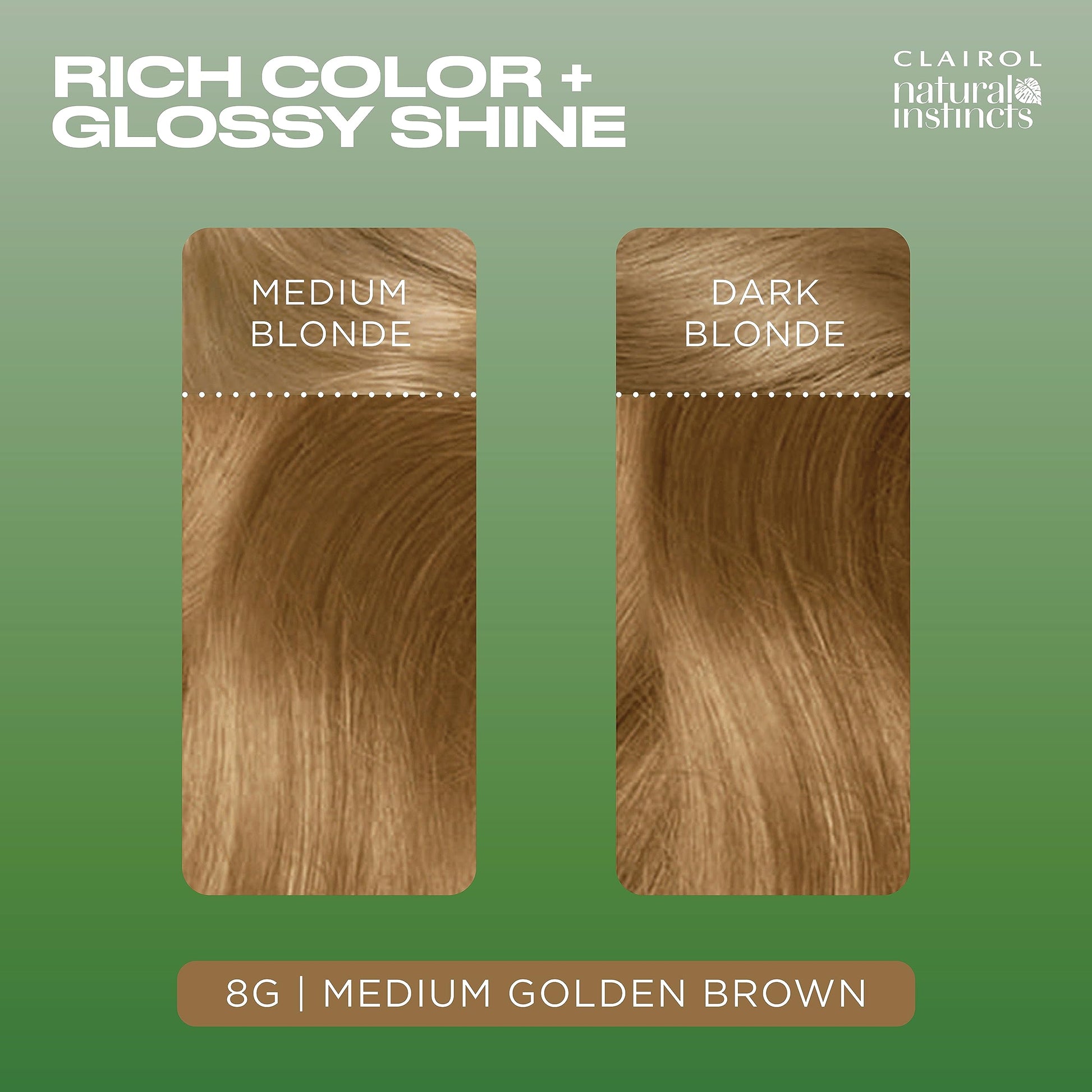 Dark Sea Green Clairol Natural Instincts Demi-Permanent Hair Dye, 8G Medium Golden Blonde Hair Color, Pack of 1