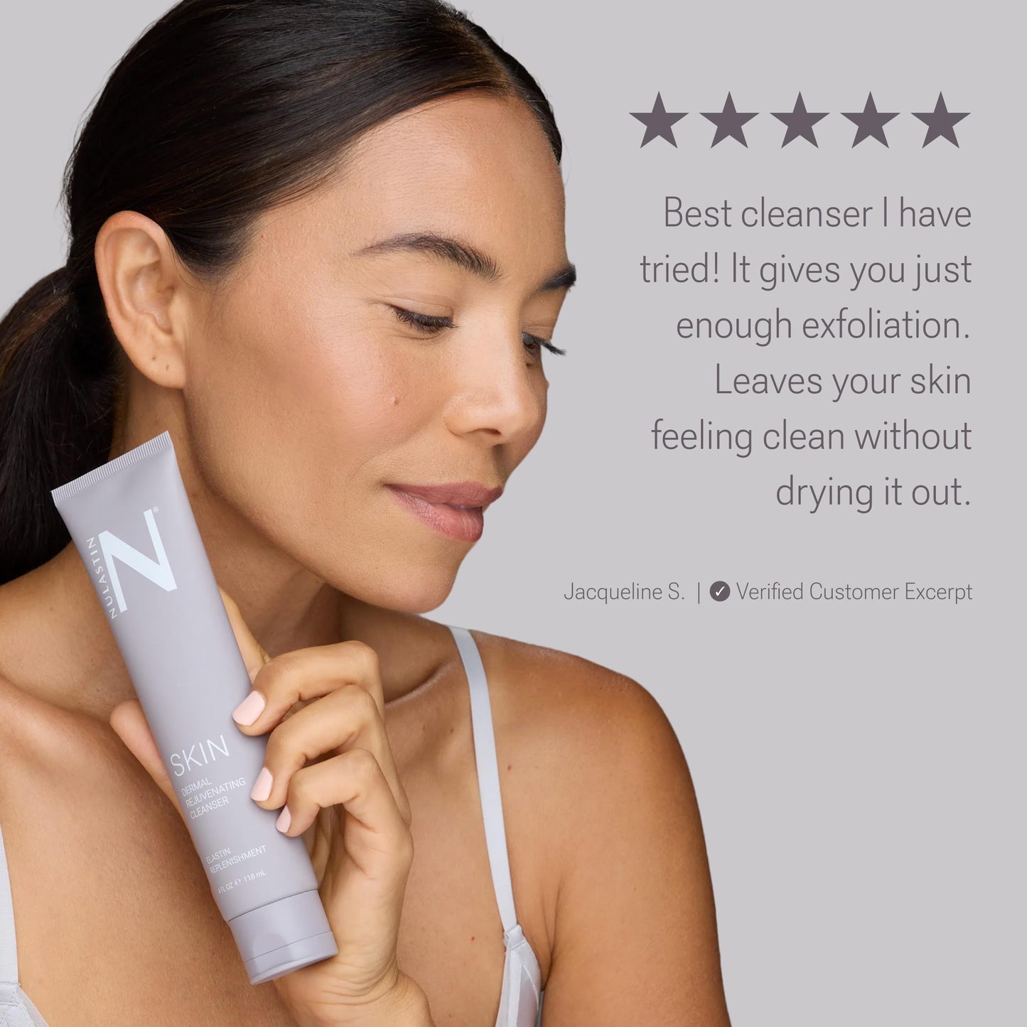 Gray NULASTIN Dermal Rejuvenating Facial Cleanser - Brightening, Exfoliating Face Wash for Women with Jojoba Beads + Cleanses, Exfoliates & Hydrates Without Stripping Skin - Sulfate Free, Vegan, 4 Fl Oz