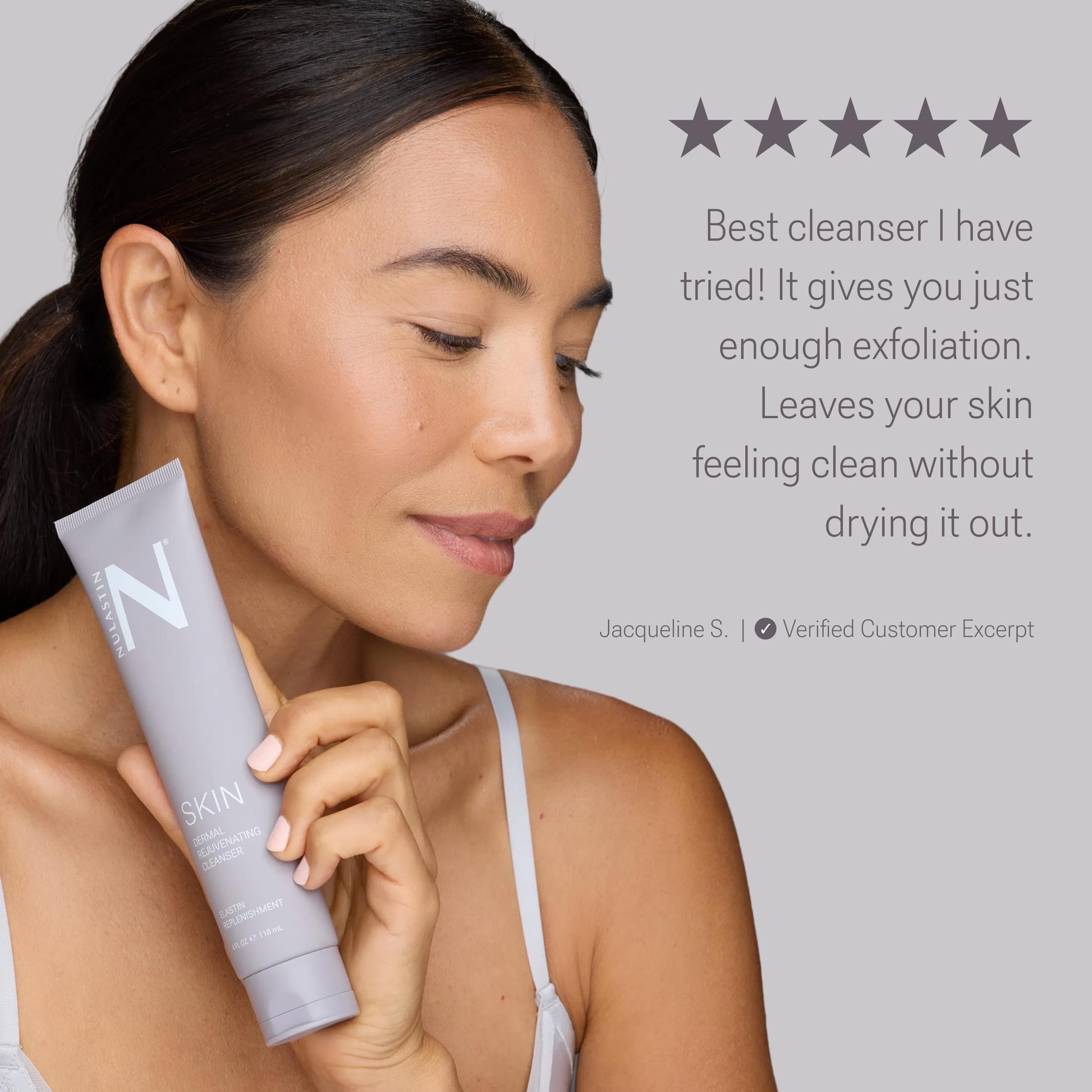 Gray NULASTIN Dermal Rejuvenating Facial Cleanser - Brightening, Exfoliating Face Wash for Women with Jojoba Beads + Cleanses, Exfoliates & Hydrates Without Stripping Skin - Sulfate Free, Vegan, 4 Fl Oz