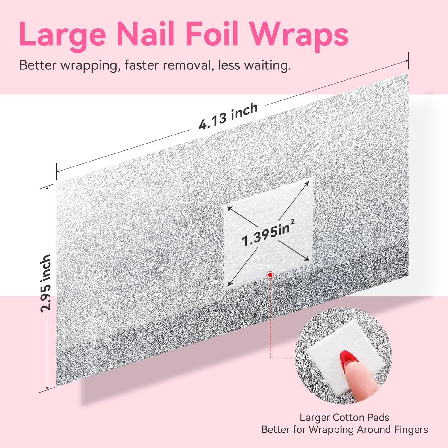 Misty Rose Makartt Nail Foil Wraps, 100PCS Soak Off Foils with Pre-Attached Larger Lint-Free Cotton Pads for Removing Gel Polish, Acrylic, Dip Powder, Builder Gel & Nail Glue