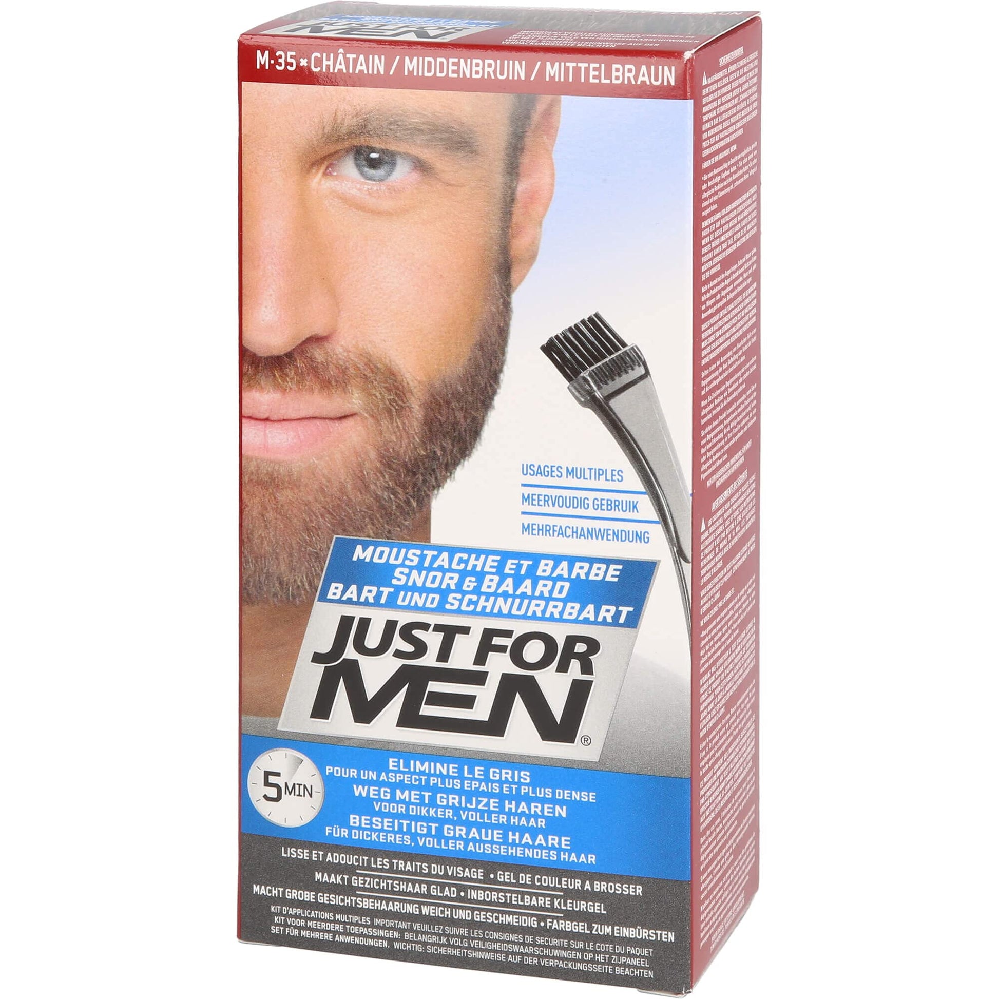 White Smoke JUST FOR MEN Color Gel Mustache & Beard M-35 Medium Brown 1 ea