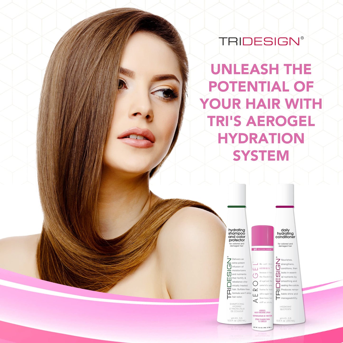 White Smoke TRI Design Aerogel Hairspray 10.5 oz., Hydrating Shampoo and Daily Hydrating Conditioner 10.5 oz. - Color Safe Shampoo and Conditioner with Hairspray for Women and Men