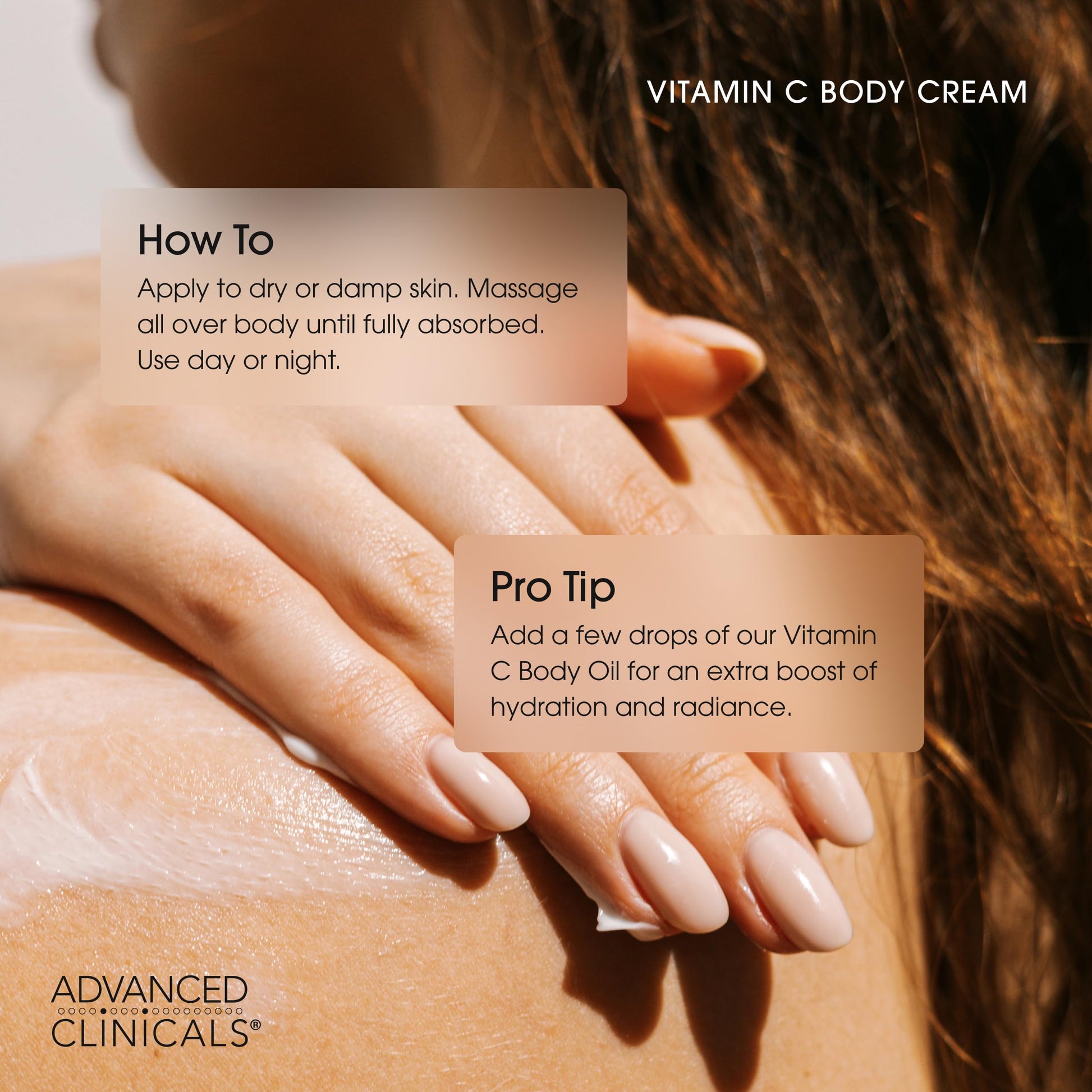 Tan Advanced Clinicals Vitamin C Cream Visibly Brightening Body Lotion | Vitamin C Moisturizer Skin Care Body Cream For Women & Men Visibly Improves Look Of Dark Spots & Uneven Skin Tone, W/Travel Size