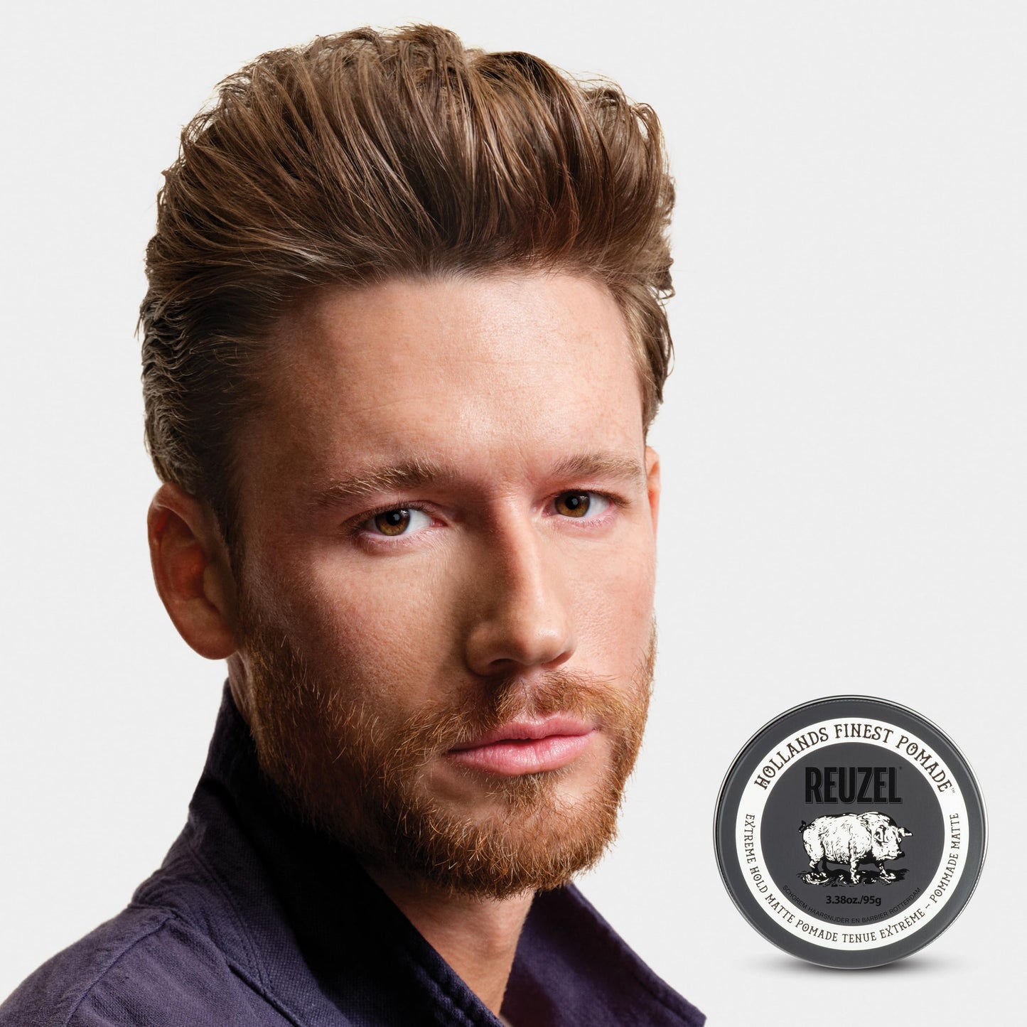 Lavender REUZEL Extreme Hold Matte Pomade, Strongest All Day Hold, Water Soluble Styling, Matte Finish & Flake Free, Easy To Wash Out, For All Hair Types