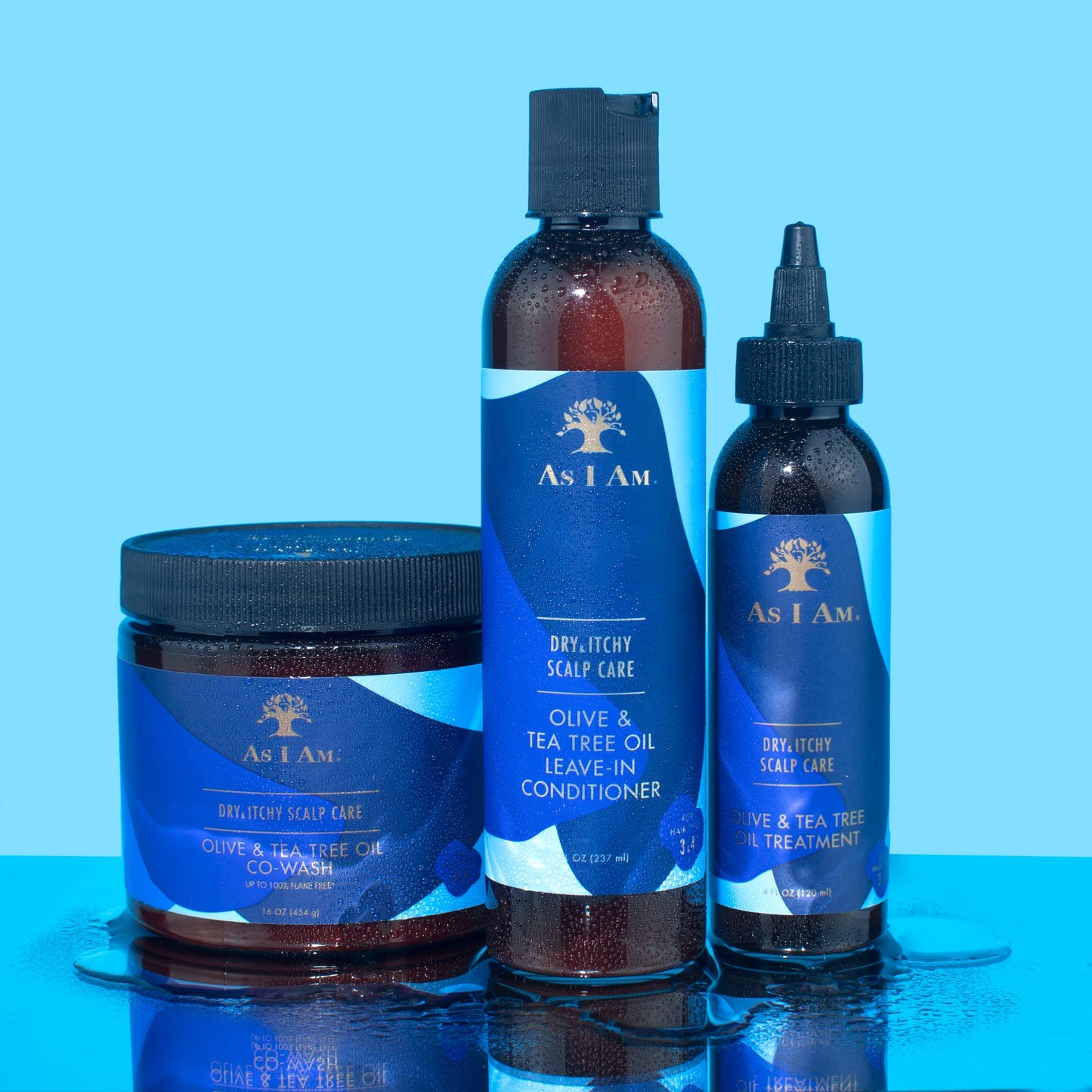 Light Sky Blue As Am Dry & Itchy Scalp Care Cowash - 16 ounce - Enriched with Zinc Pyrithione, Olive Oil, and Tea Tree Oil - Fights Dandruff and Seborrheic Dermatitis, Blue (29782)