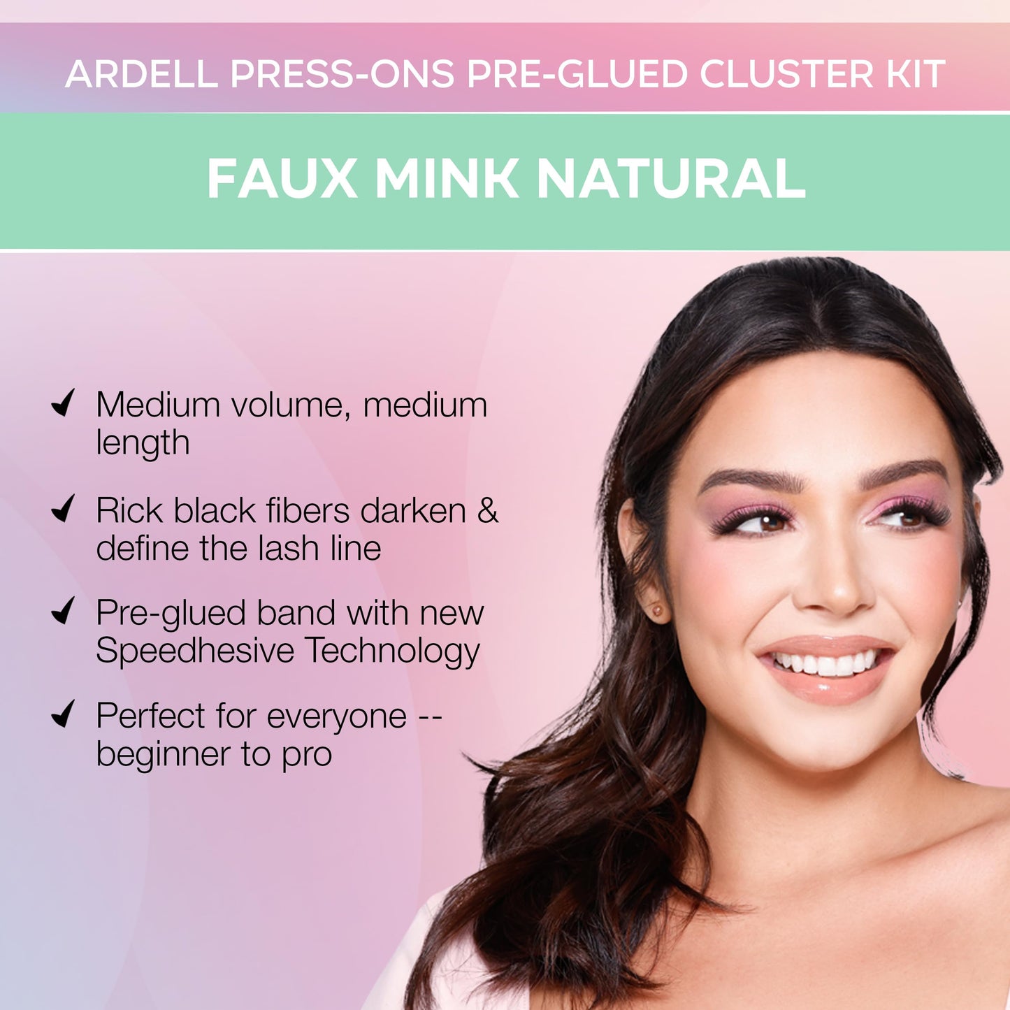 Thistle Ardell Press On Lashes Fauxmink Natural – Pre-Glued Underlash Extensions, Lash Clusters, No Glue Needed, 12 ct