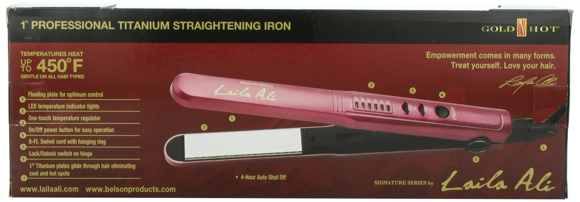 Saddle Brown Gold 'N Hot Signature Series Laila Ali Professional Titanium Led Straightening Iron, 1 Inch