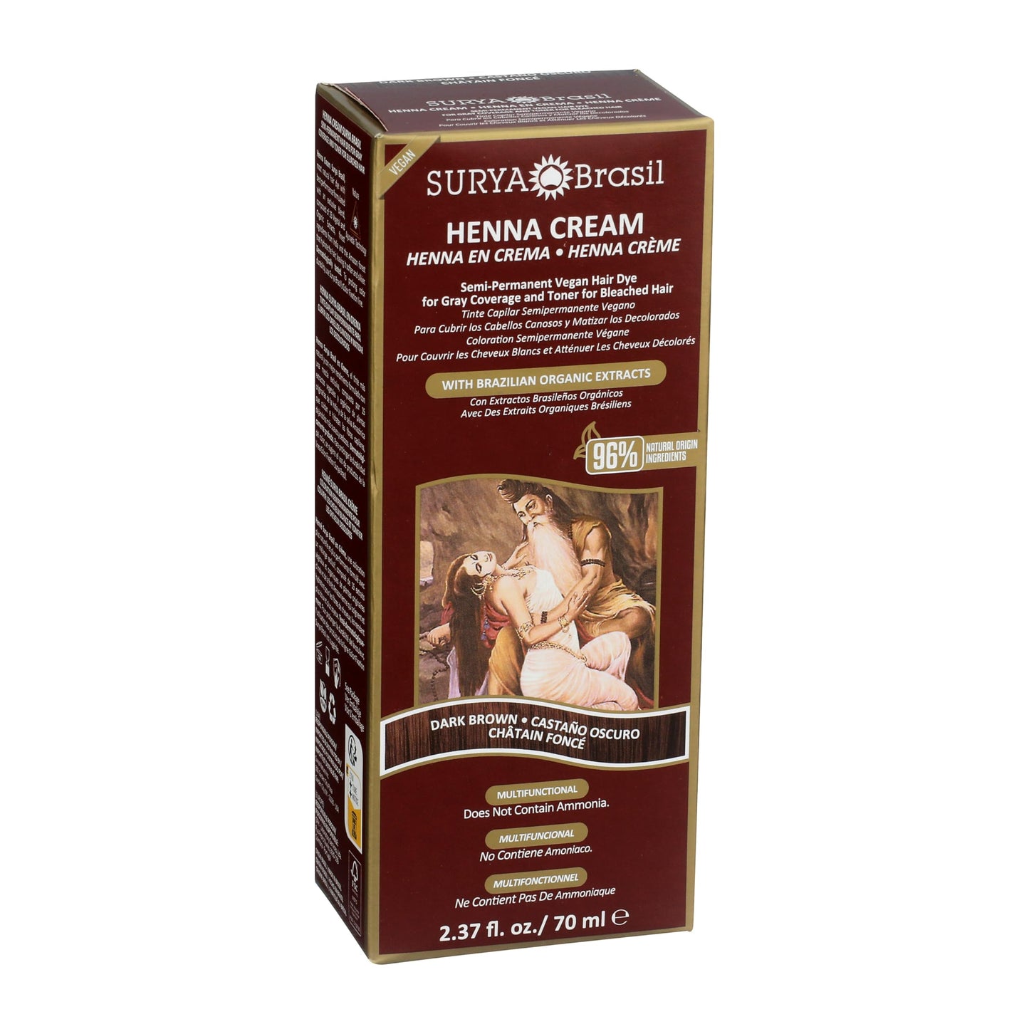 Dark Red Surya Brasil Henna Dark Brown Cream - 2.37 Ounce