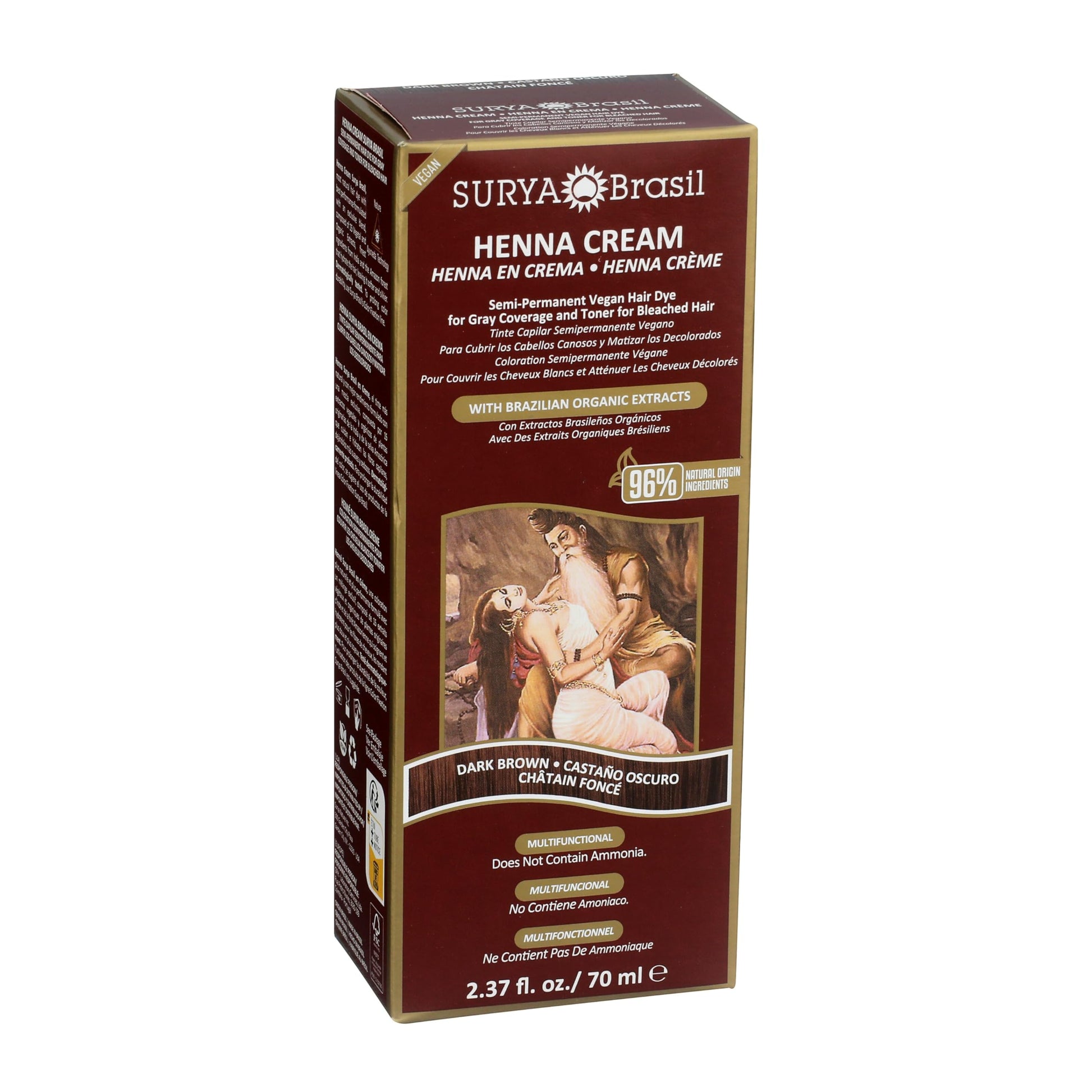 Dark Red Surya Brasil Henna Dark Brown Cream - 2.37 Ounce