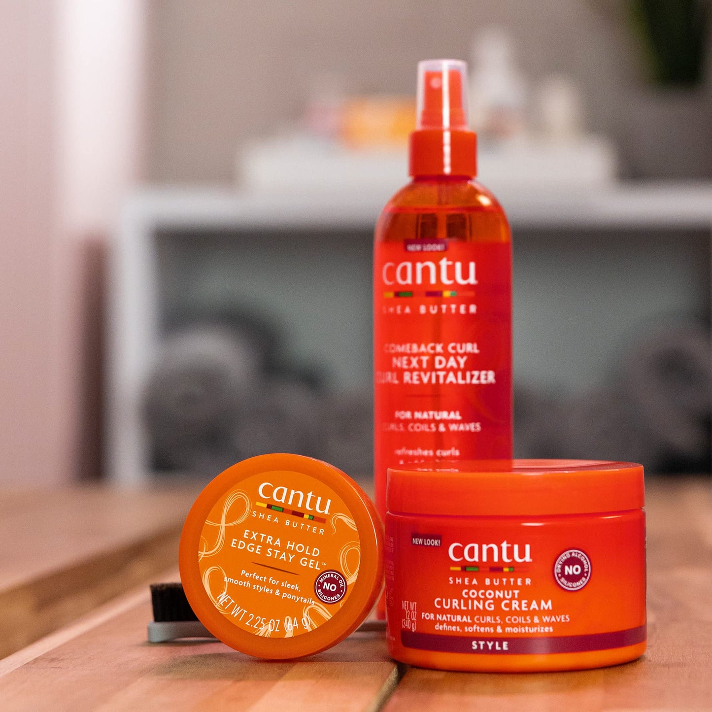 Rosy Brown Cantu Extra Hold Edge Stay Gel with Shea Butter, 2.25 oz (Packaging May Vary)