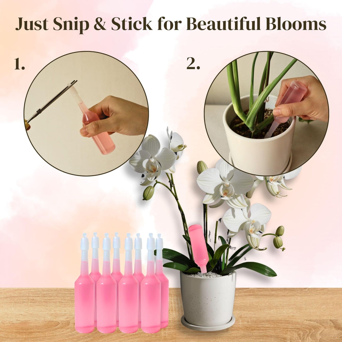 White Smoke The Green Alcove Liquid Orchid Fertilizer Spikes | Ready-to-Use Orchid Food for Blooming, Fertilizer for Orchids (8 Drip Feeders)