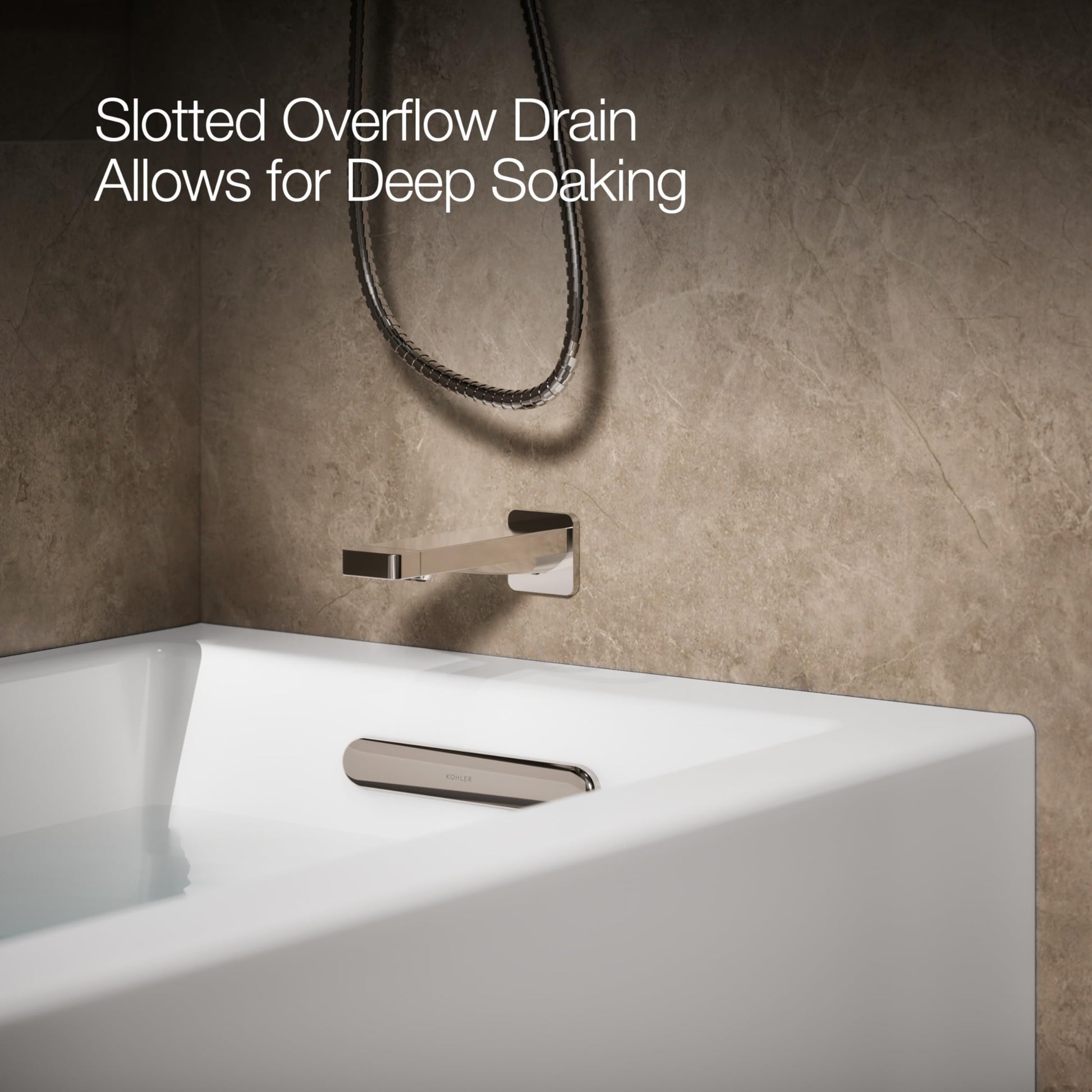 Dark Gray Kohler 60" x 30" alcove bath with integral apron, integral flange, and right-hand drain