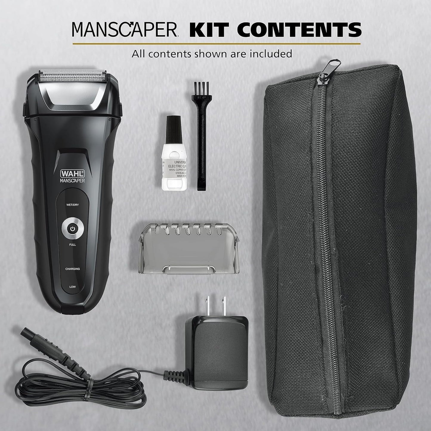 Dark Slate Gray Wahl Manscaper Lithium-Ion Hypoallergenic Shaver with Flexible Titanium Foils to Prevent Skin Irritation and Shaver Bumps