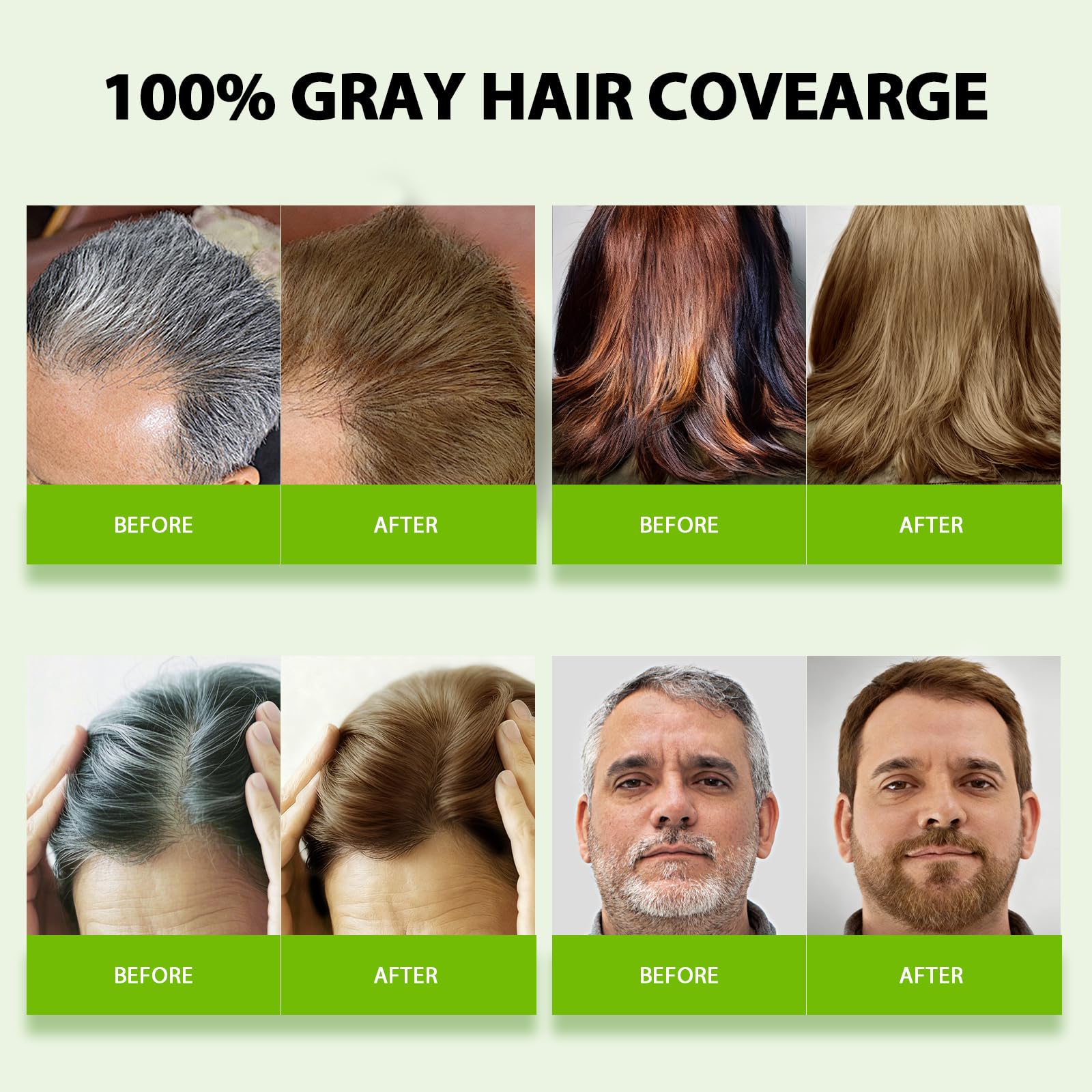 Honeydew RKQNIER Light Brown Hair Dye Shampoo for Women & Men, 15 Min Gray Coverage, 3 in 1 Semi-Permanent Color with Natural Herbal Ingredients, Lasts 60 Days
