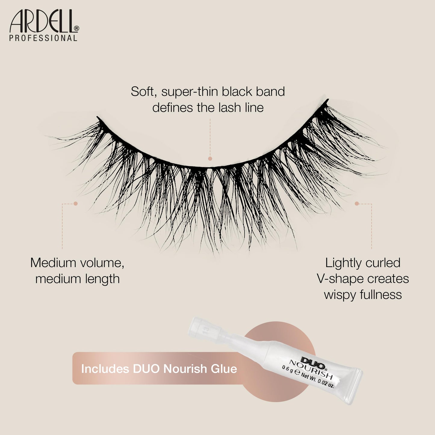 Light Gray Ardell Nourish Lashes 751 – False Eyelashes with Peptides & Biotin Infused Band, Lash Glue Included, Natural Wispy Strip Lashes for Sensitive Eyes