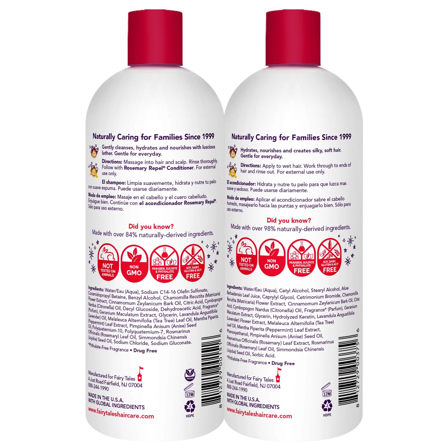 White Smoke Fairy Tales Rosemary Repel Daily Kids Shampoo, 32 fl oz. and Conditioner, 32 fl oz. Duo – Kids Like the Smell, Lice Do Not (Pack of 2)