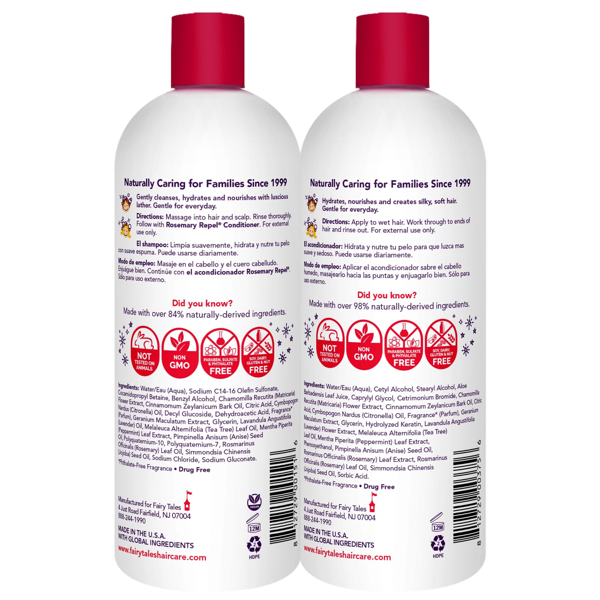 White Smoke Fairy Tales Rosemary Repel Daily Kids Shampoo, 32 fl oz. and Conditioner, 32 fl oz. Duo – Kids Like the Smell, Lice Do Not (Pack of 2)