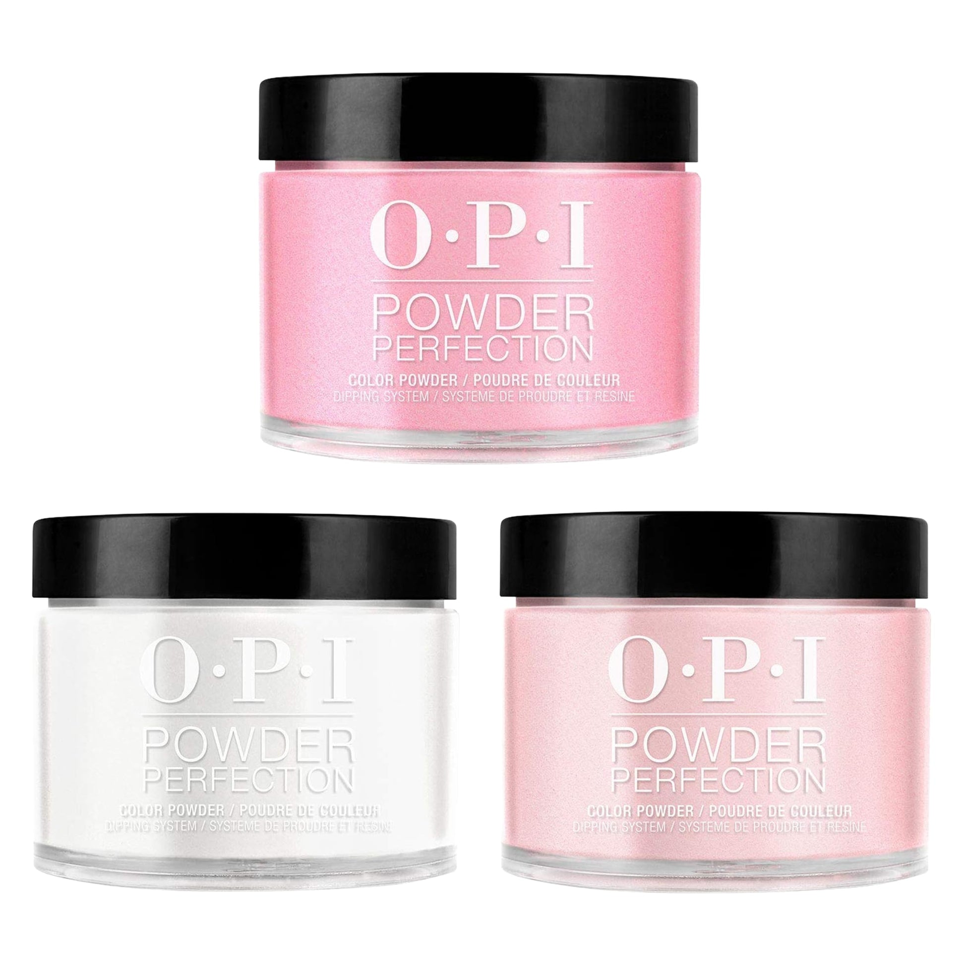White Smoke OPI Powder Perfection Iconic Shades Tio Bundle | Strawberry Margarita + Bubble Bath + Funny Bunny