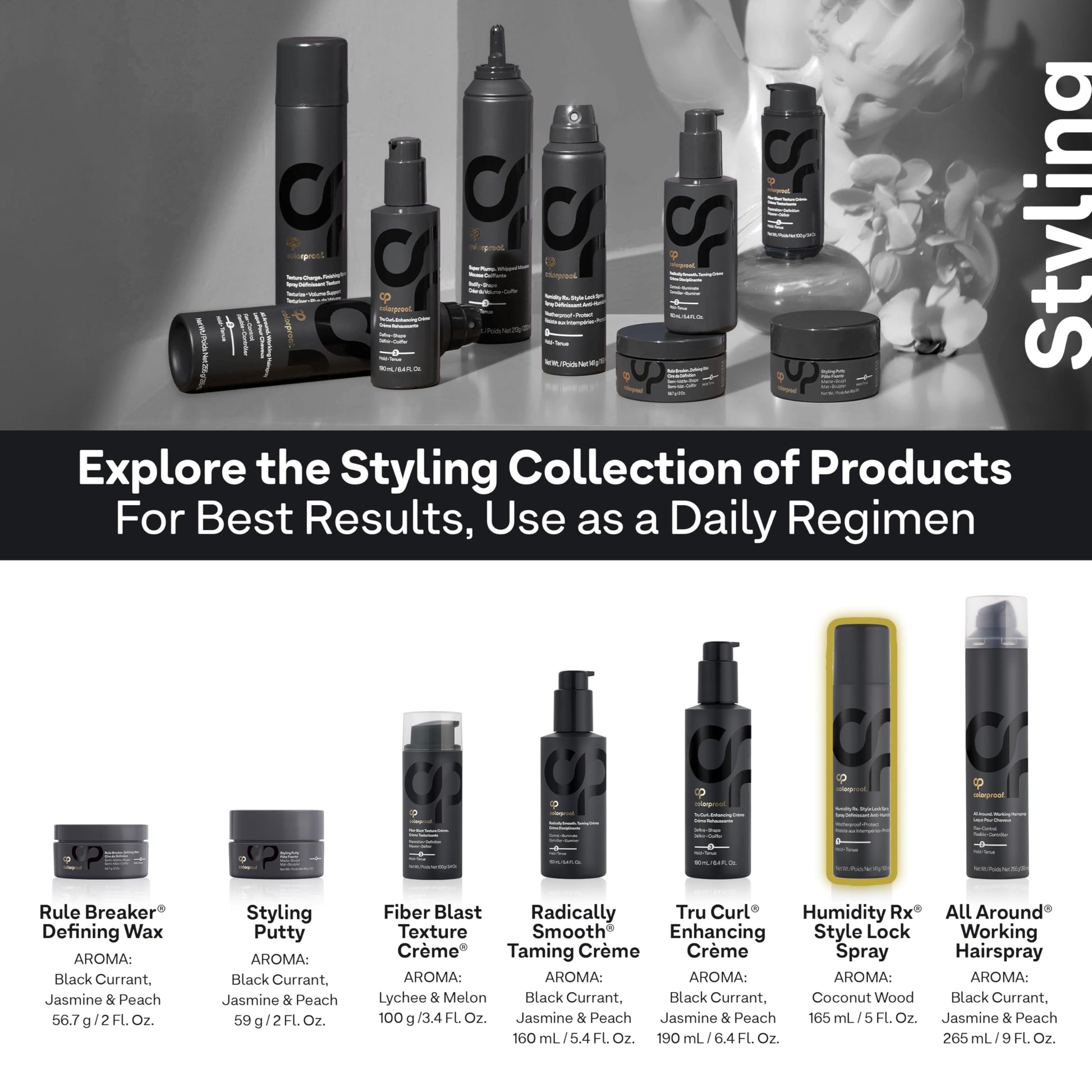 White Smoke Colorproof Humidity Rx Style Lock Hair Spray 5 Fl. Oz. Sulfate Free Hairspray with Coconut Wood Scent