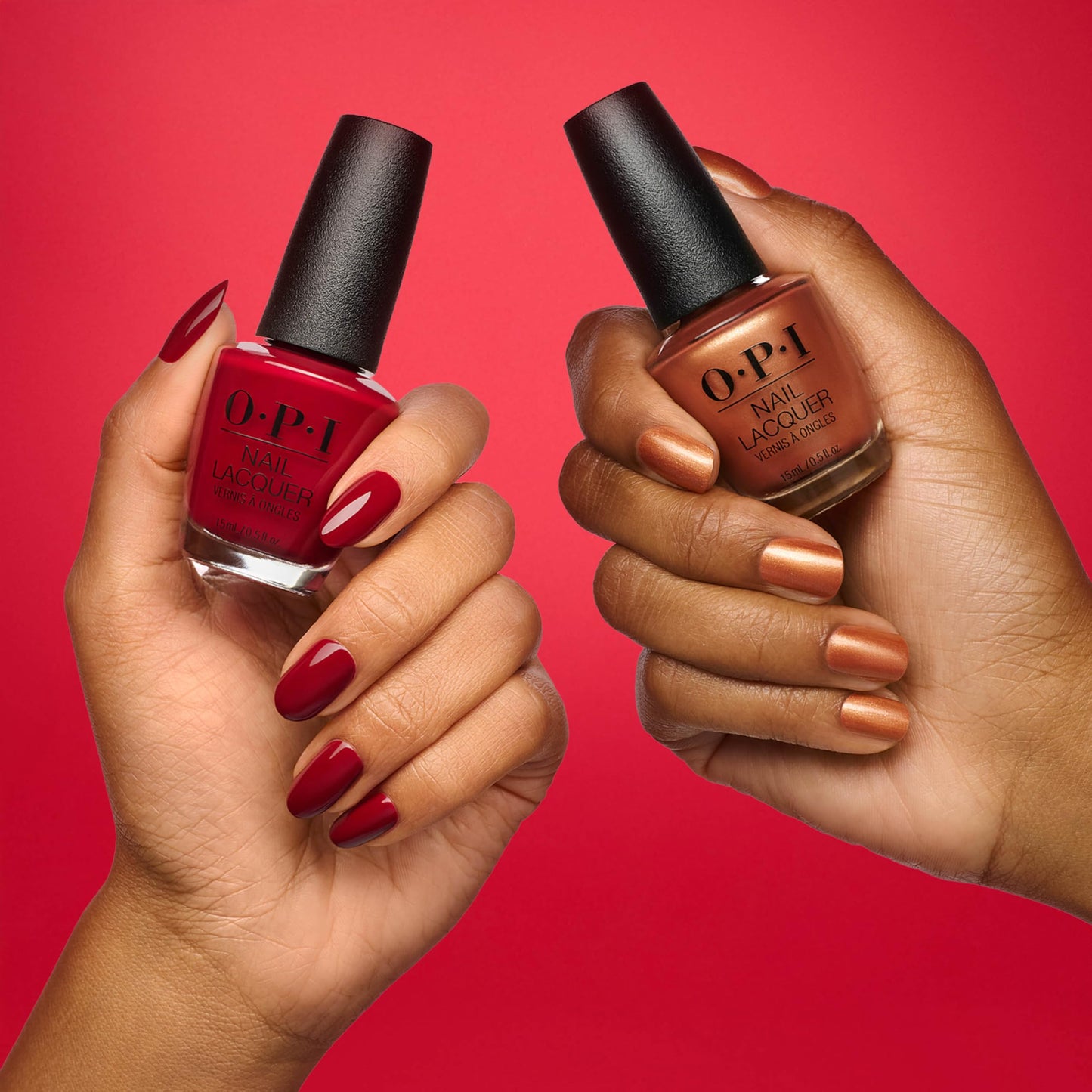 Firebrick OPI Nail Lacquer Duo Pack - Goodie as Gold & Feelin' Candy Cane | 2pc Golden Shimmer and Burgundy Red Chip Resistant Nail Polish | Amazon Exclusive | Holiday Shades 2025