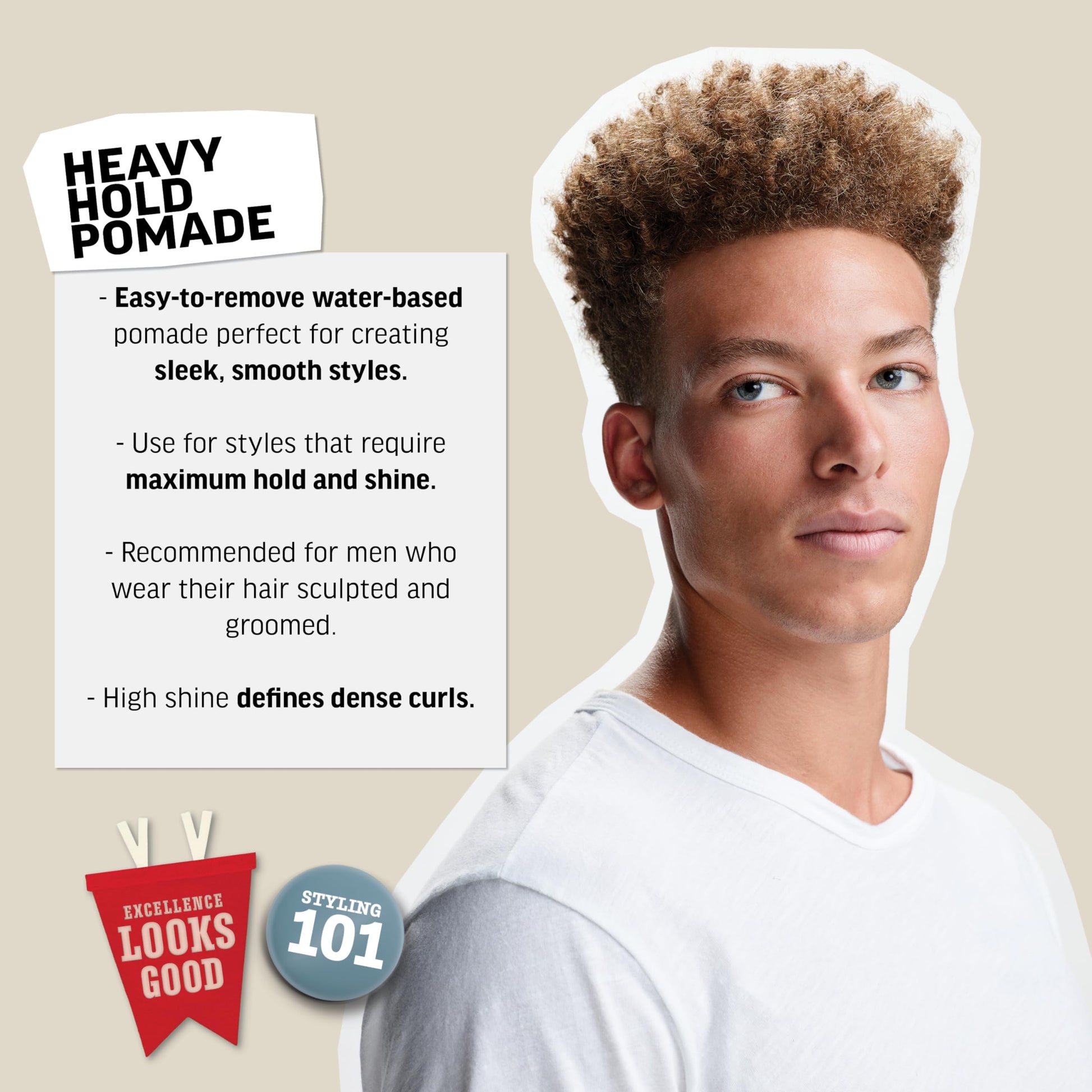 Light Gray American Crew Men's Hair Pomade, Like Styling Gel with Heavy Hold & High Shine, 3 oz
