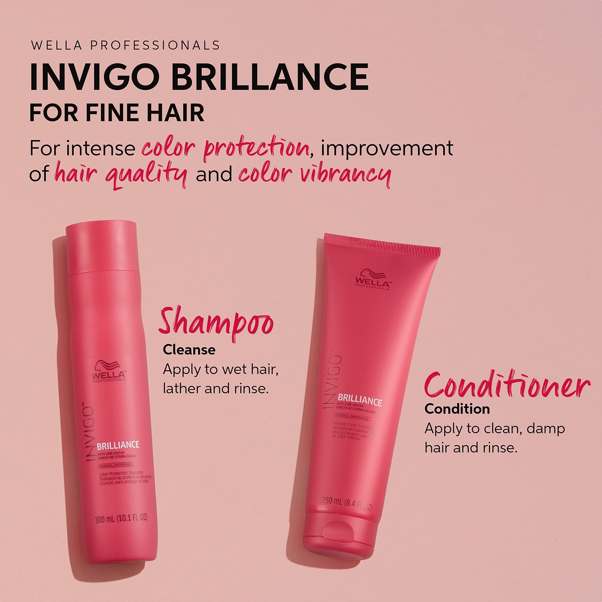 Tan Wella Professionals Invigo Brilliance Color Protection Shampoo & Conditioner, For Fine Hair + Wella ColorCharm Demi Permanent Hair Color, 6N Dark Neutral Blonde