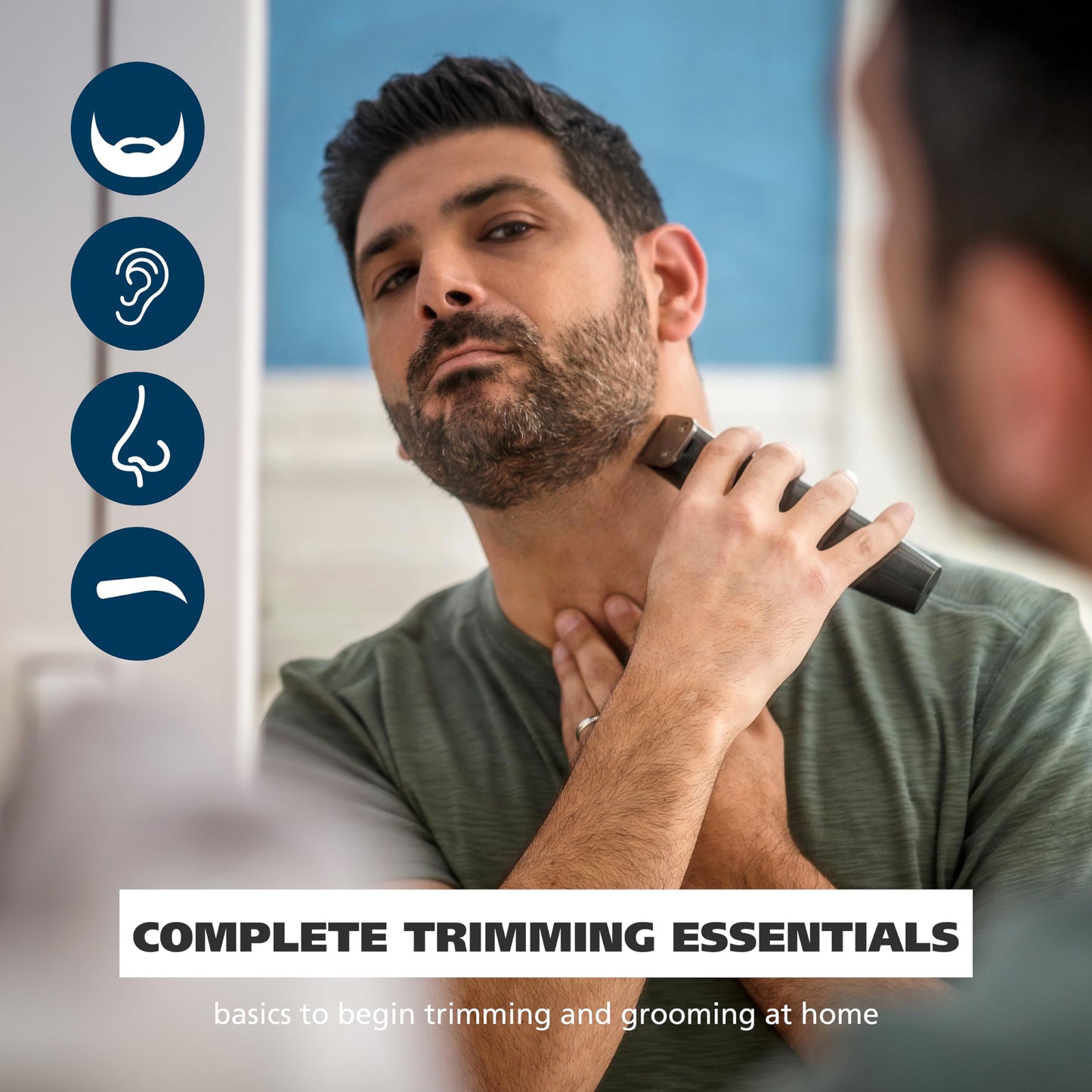 White Smoke Wahl All-in-One Cordless Rechargeable Electric Ear/Nose, Detail, and Beard Trimmer for Men – Mustache, Ear & Nose Hair, and Light Detail Grooming - Model 9685-200