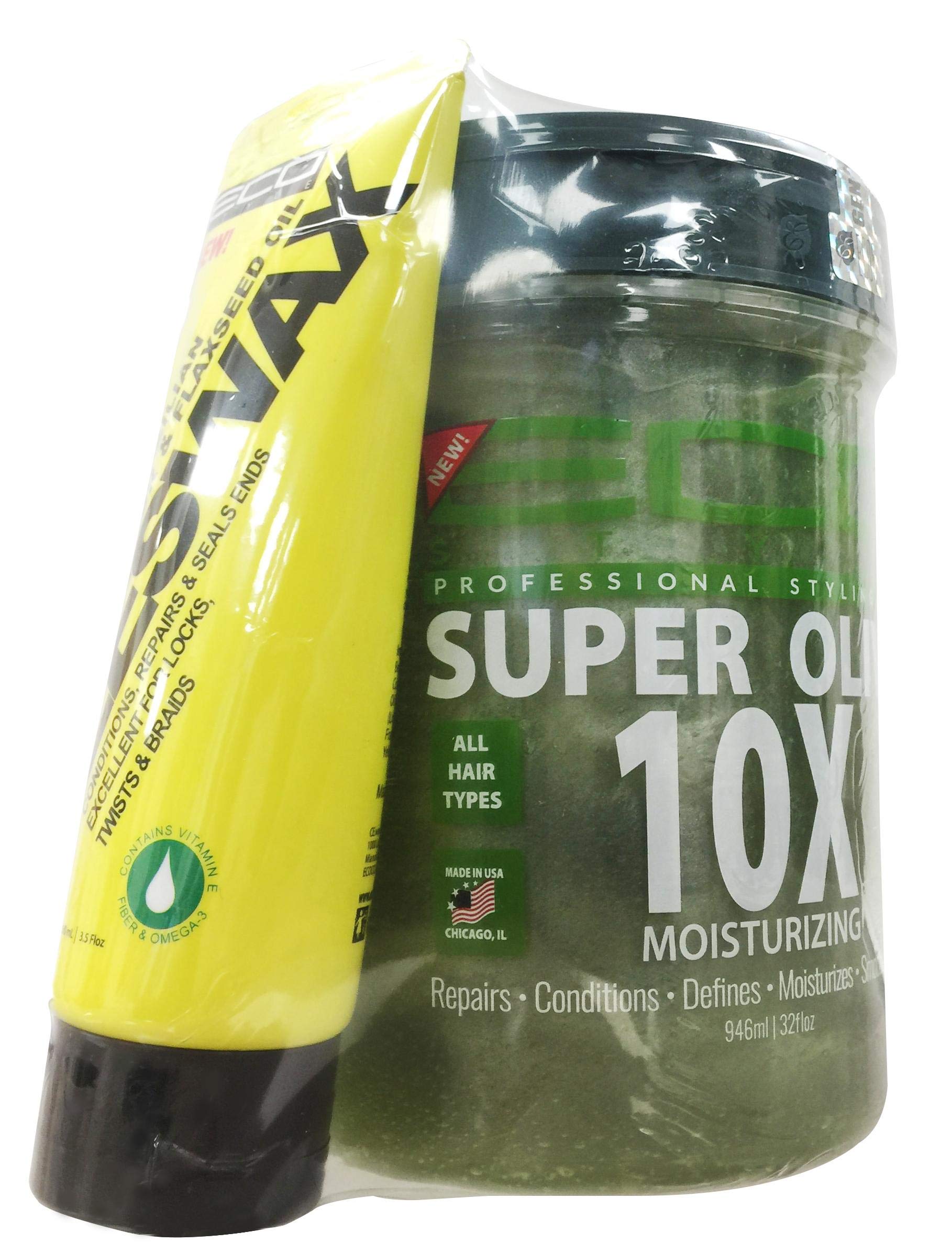 White Smoke Eco Styler Super Olive 10X With 3.5Oz Eco Styler Black Castor Beeswax (Pack of 1)