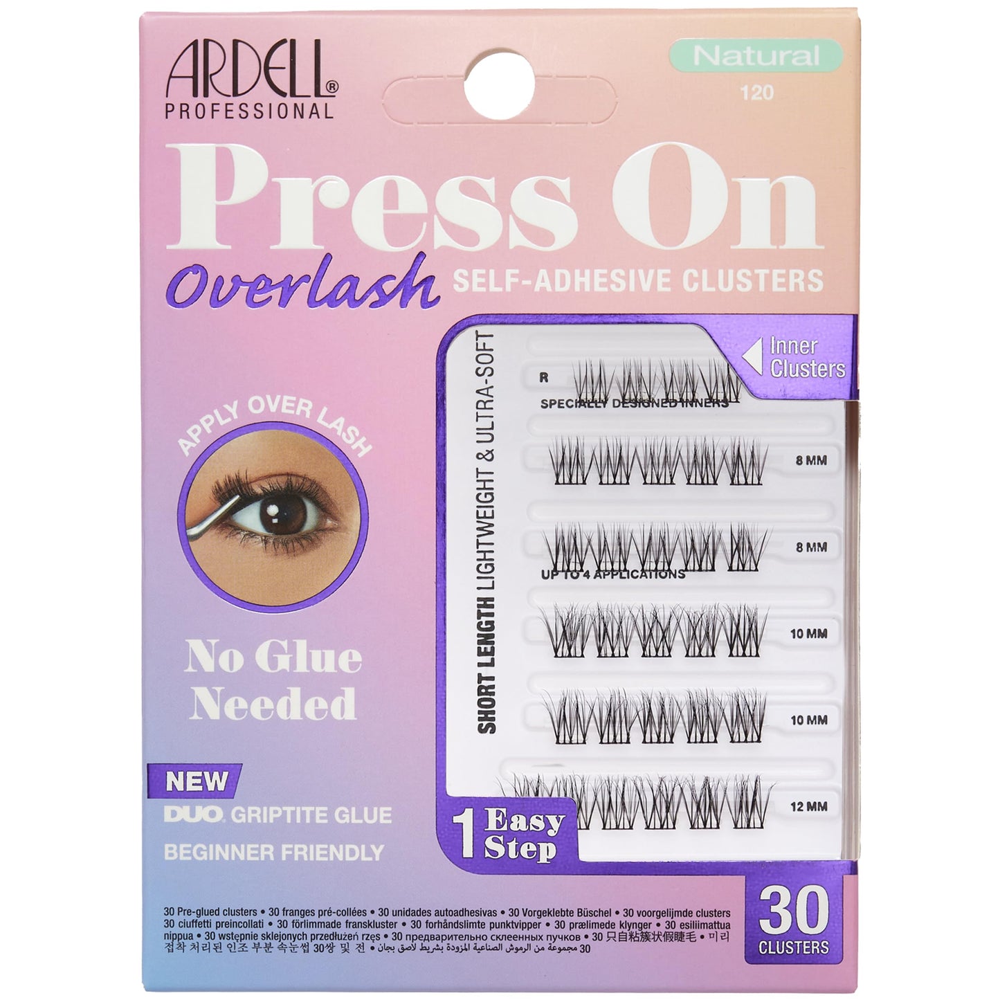 Thistle Ardell Press On Overlash Natural 120 – Self Adhesive Lash Clusters, No Glue Needed Eyelashes Natural, Ultra-Soft Pre Glued Cluster Eyelash Extensions, 1 Pack