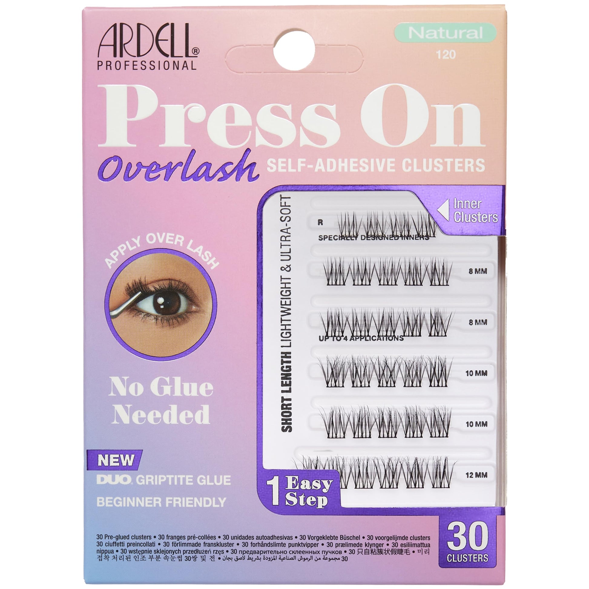 Thistle Ardell Press On Overlash Natural 120 – Self Adhesive Lash Clusters, No Glue Needed Eyelashes Natural, Ultra-Soft Pre Glued Cluster Eyelash Extensions, 1 Pack