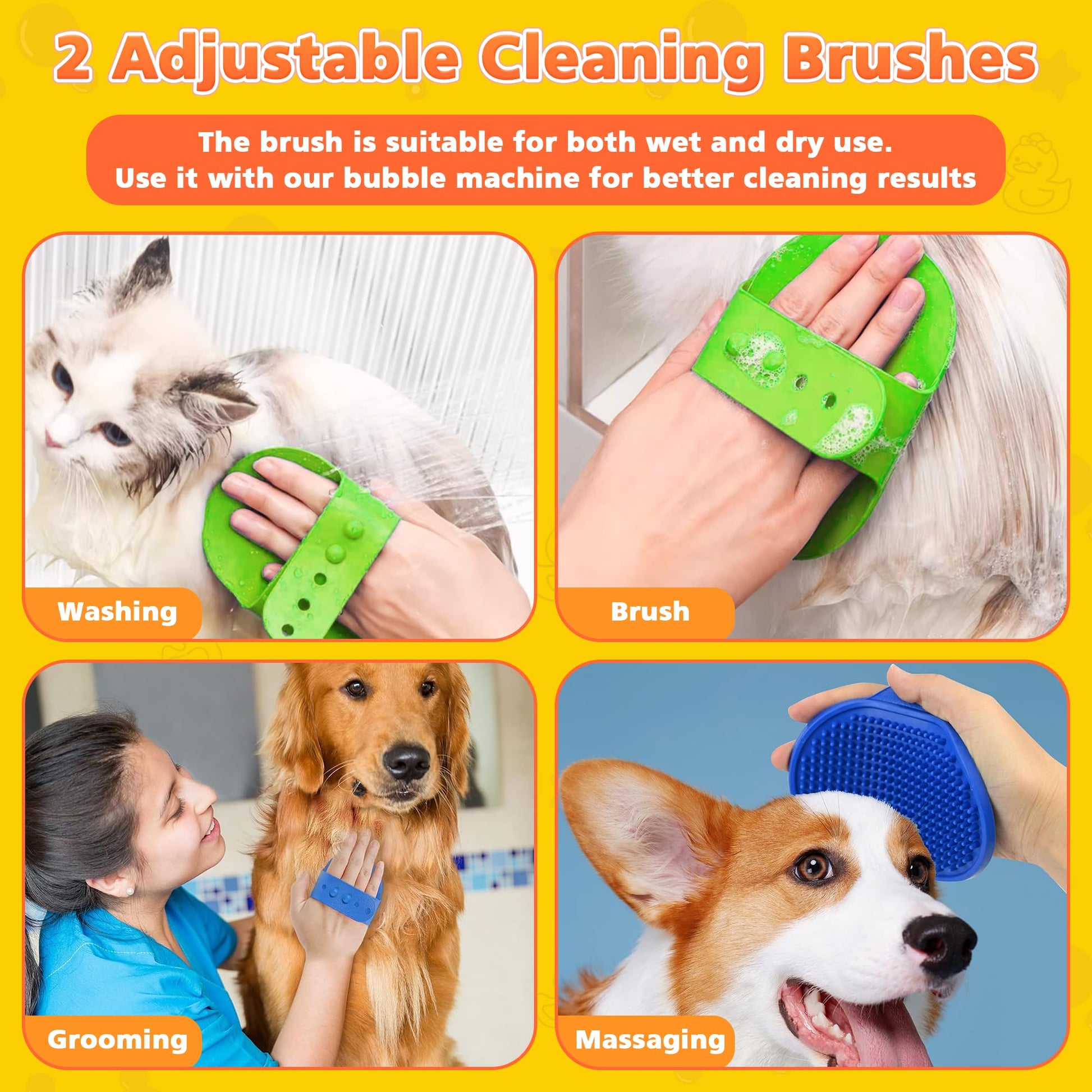 Misty Rose Homrich Electric Dog Soap Dispenser, Automatic Dog Cleaning Foam Machine, Dog Shampoo Sprayer with Brush for Dog and Cat Bathing, Shampoo Foamer for Pet Bathing, Bathroom, Kitchen Sink